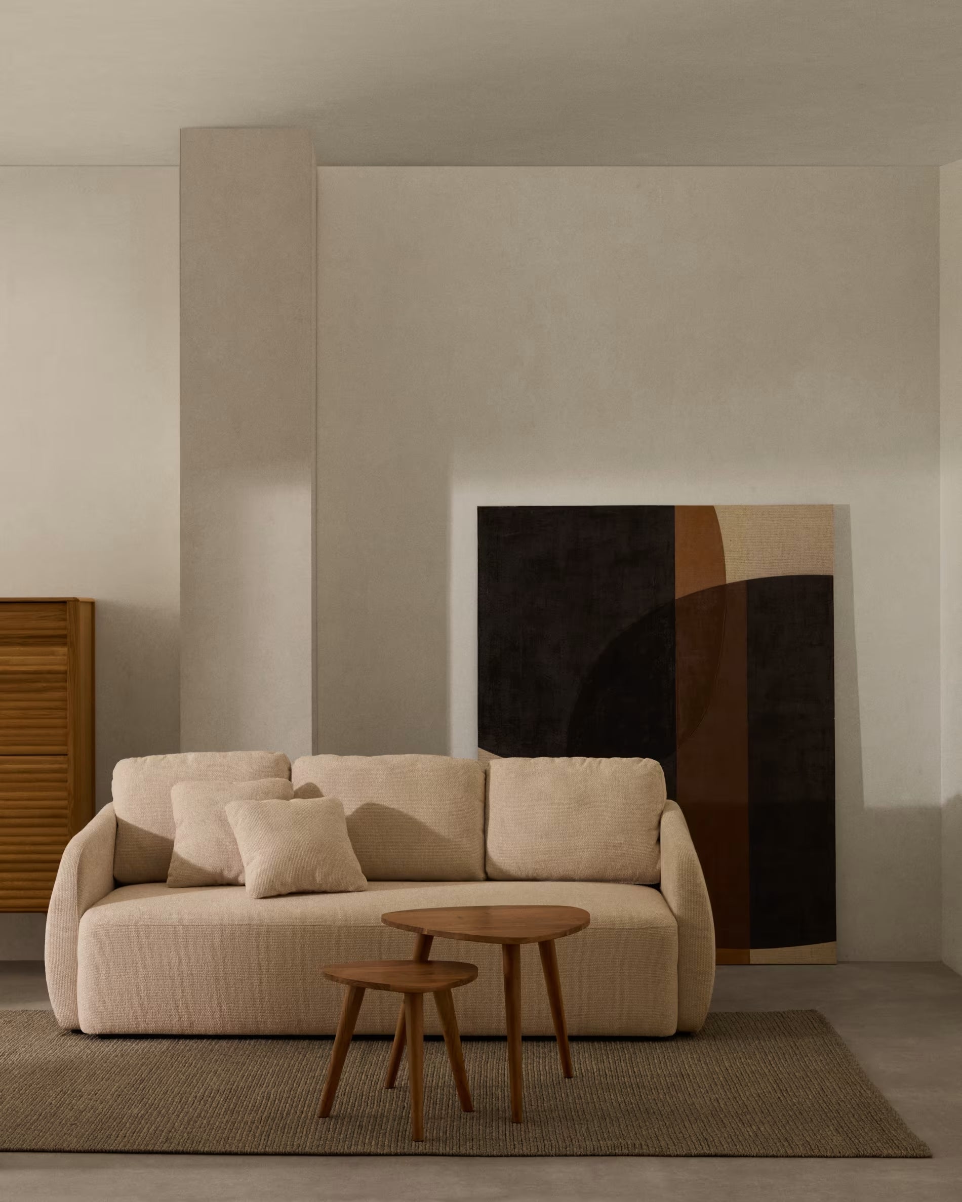 Sofa met slaapfunctie 3-zits LAIRA écru