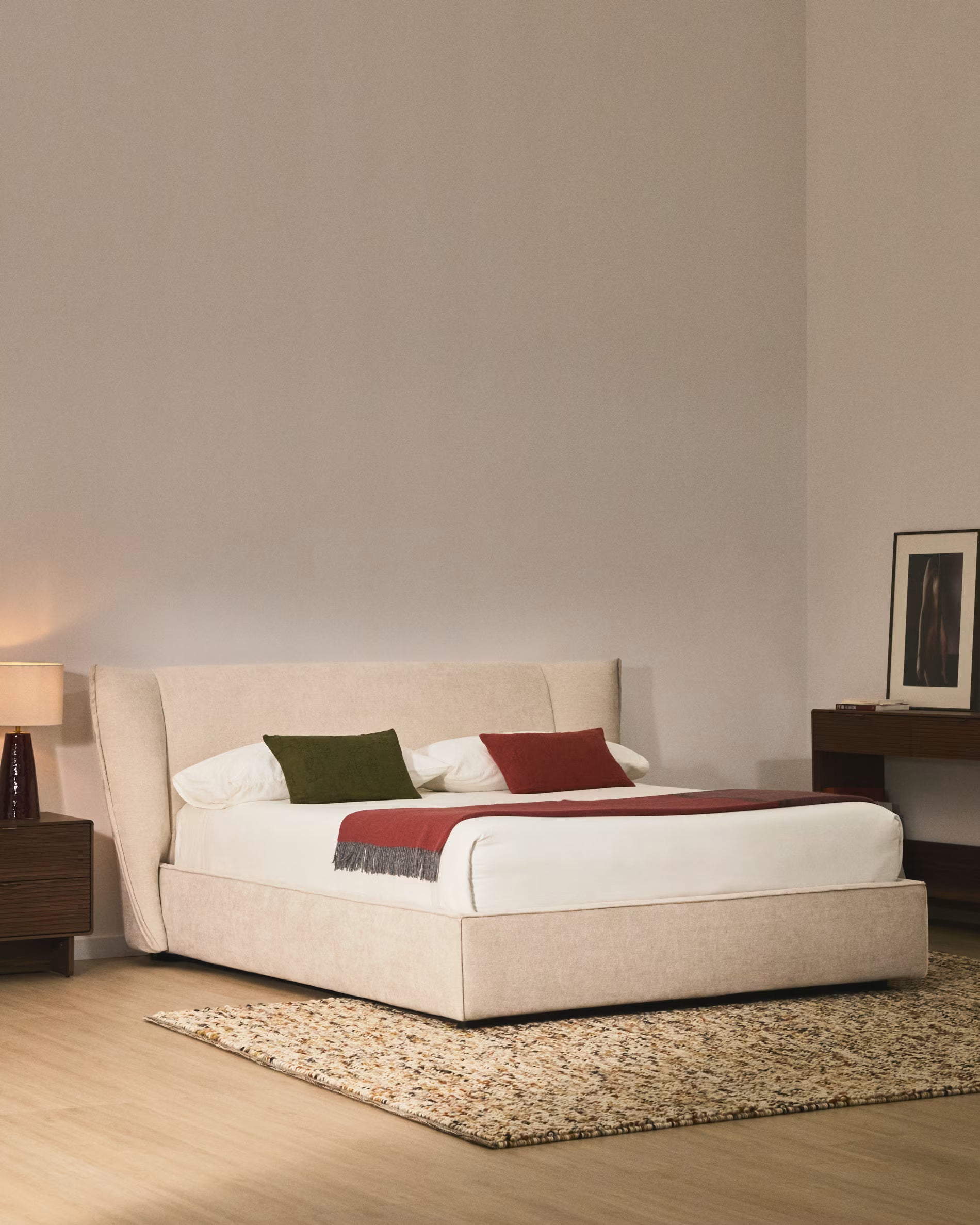 Bett mit Bettkasten ARVIAN beige Chenille