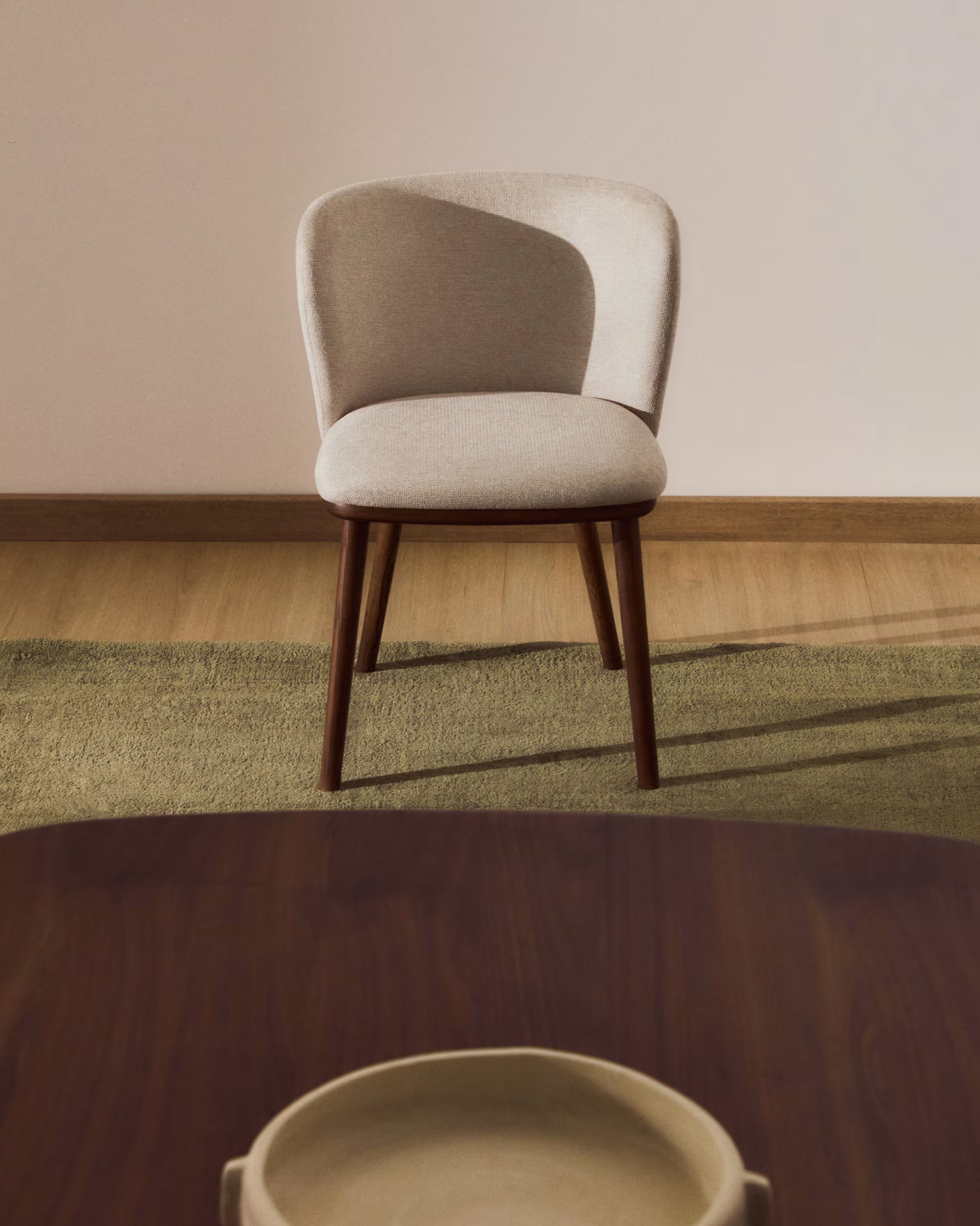 Ciselia Chair in Beige Chenille with Dark Ash Base