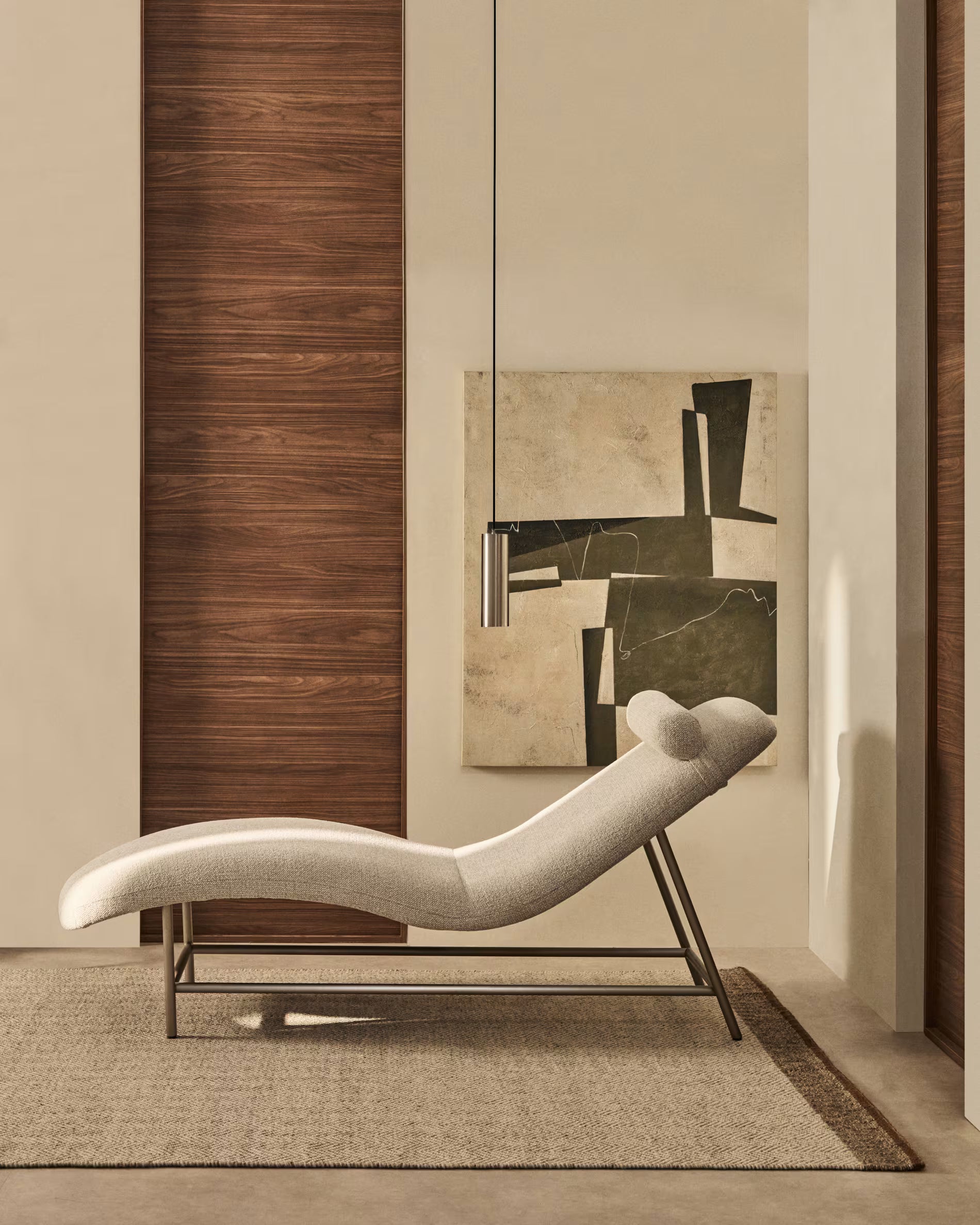 Szezlong OSLA beige mit silbernem Gestell