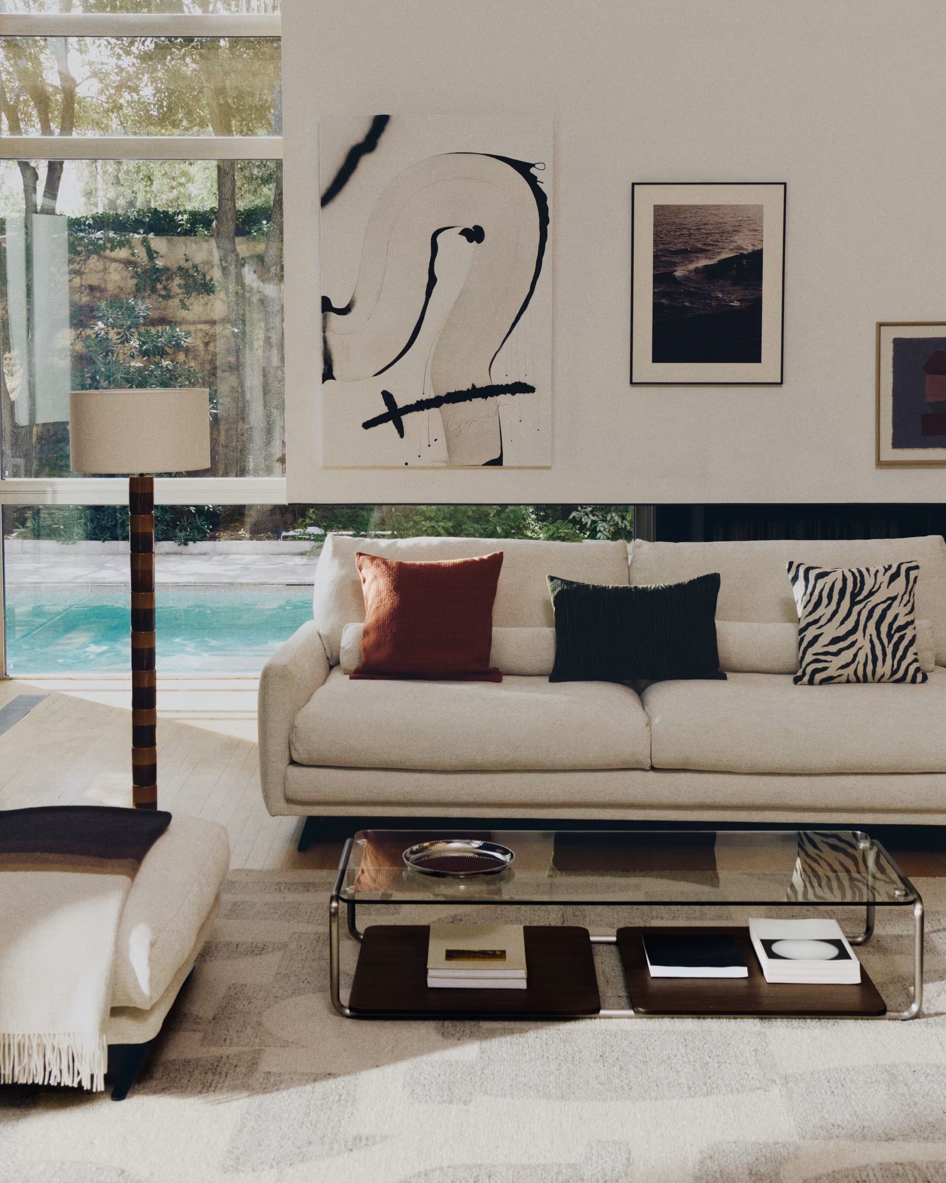 MAVRAN floor lamp brown with mustard