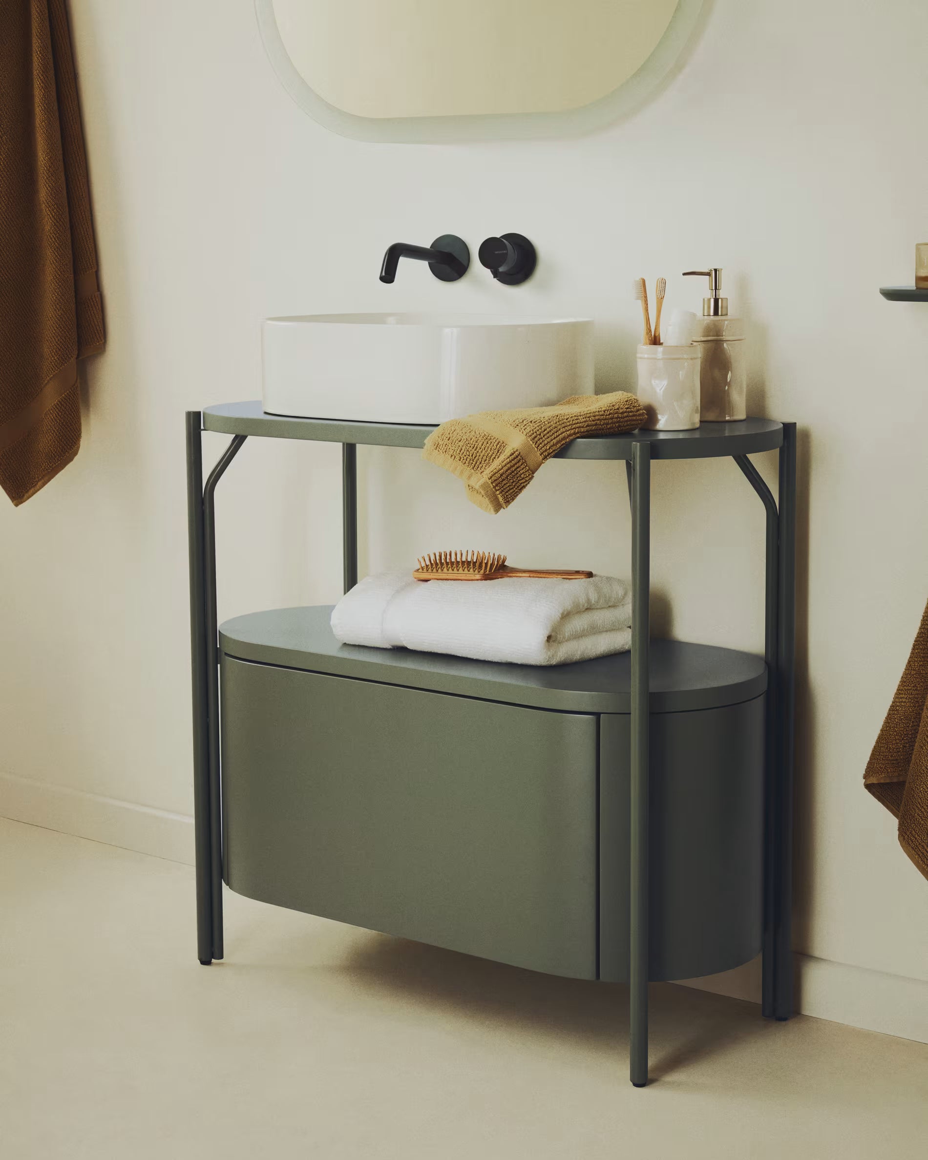 ARELY green bathroom cabinet