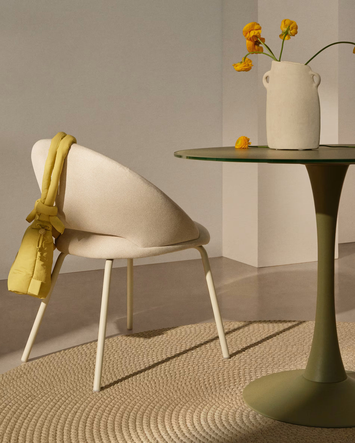 Ronde tafel VEDIRA crème met keramisch blad