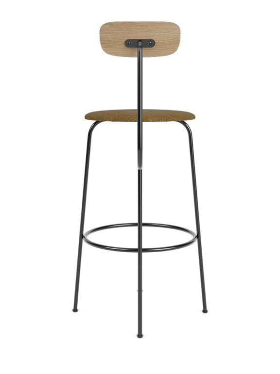 Hocker AFTEROOM van eikenhout met een gestoffeerde mosterdgele zitting