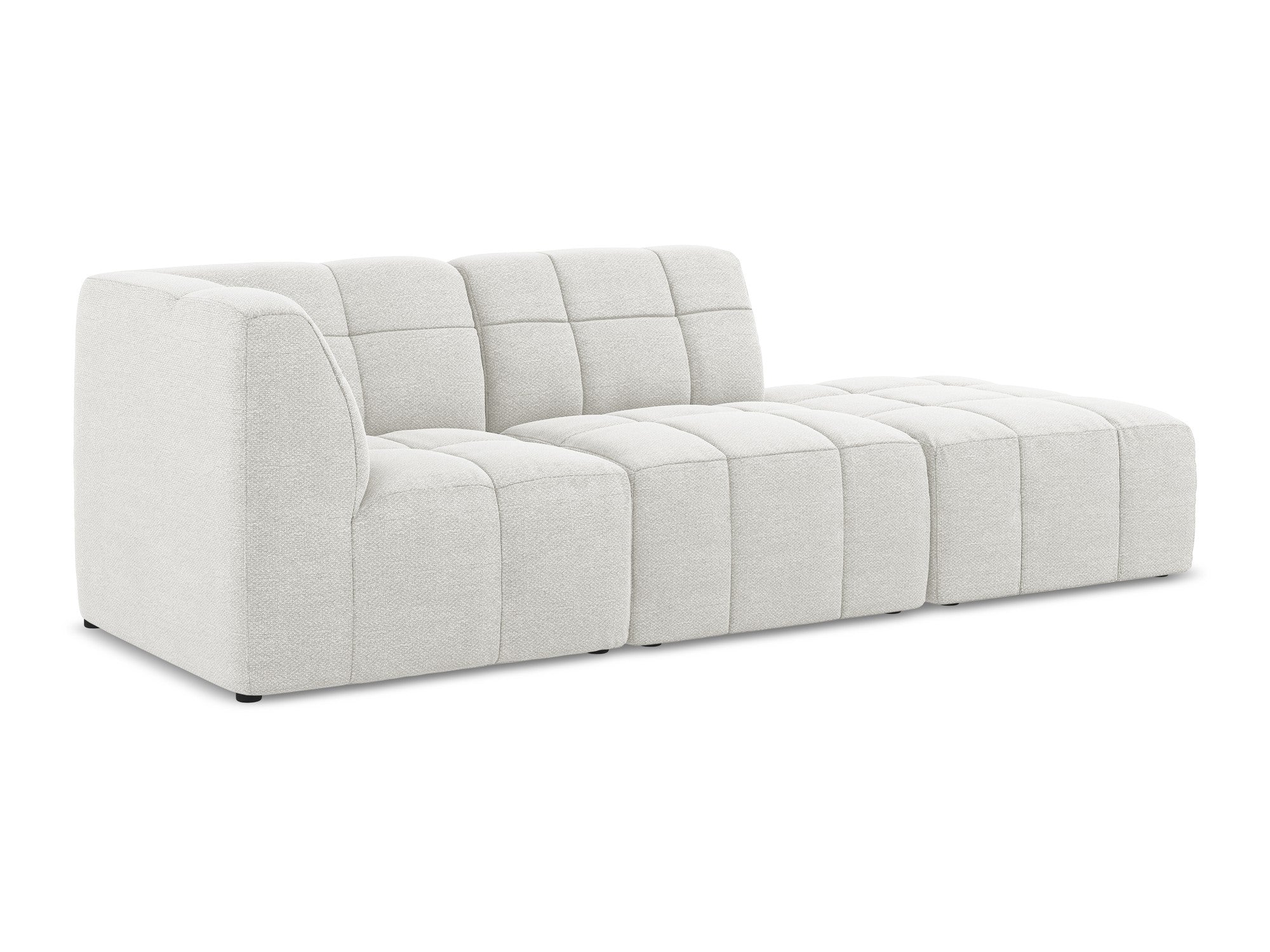 Modulares, linksseitiges, offenes 3-Sitzer-Sofa ALOHA in weißem Boucle