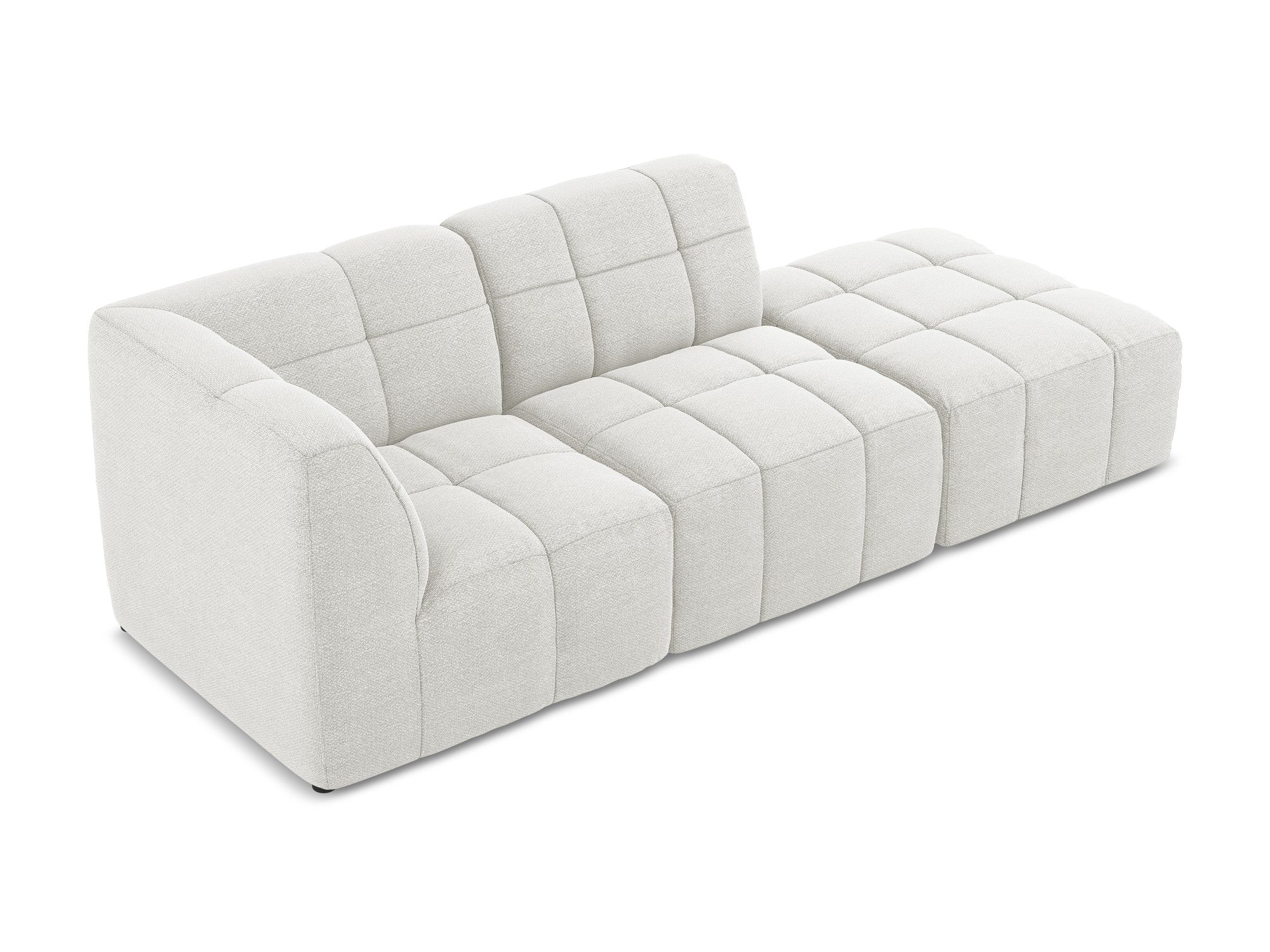 Modulares, linksseitiges, offenes 3-Sitzer-Sofa ALOHA in weißem Boucle