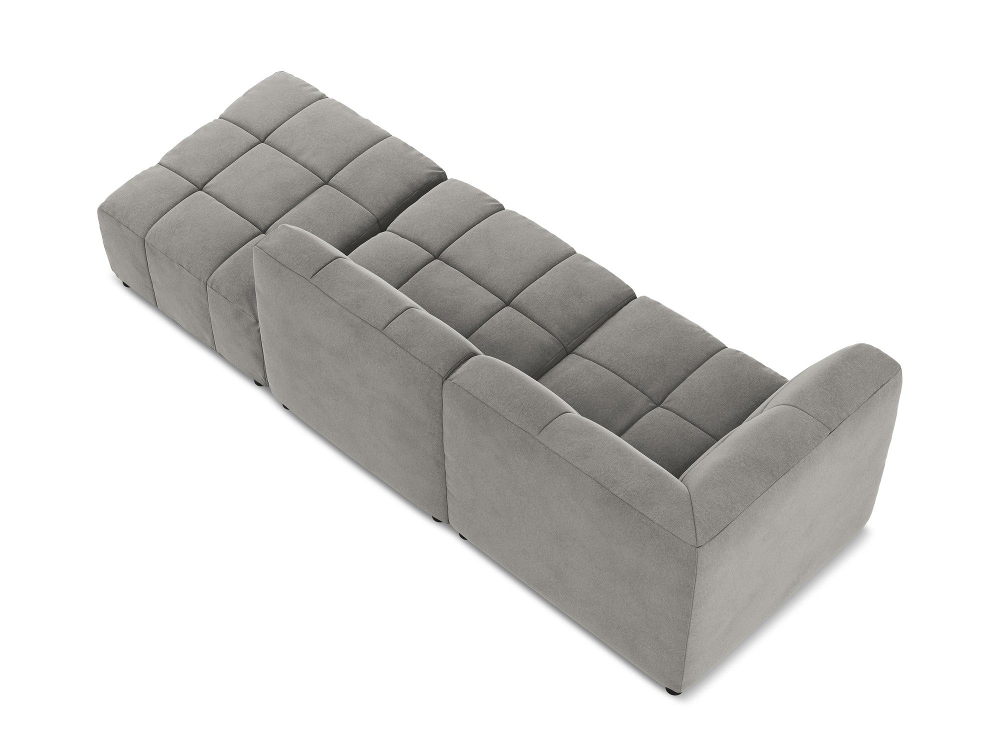 Left-facing open velvet modular sofa for 3 people ALOHA gray