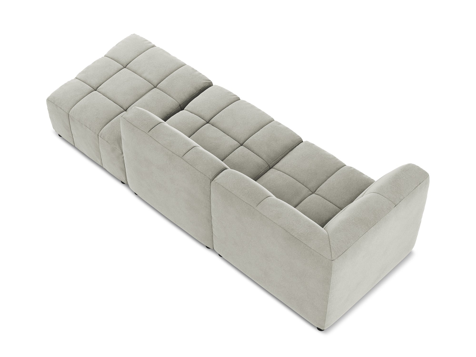Modulares Sofa aus Samt, linksseitig offen, 3-Sitzer ALOHA, hellgrau