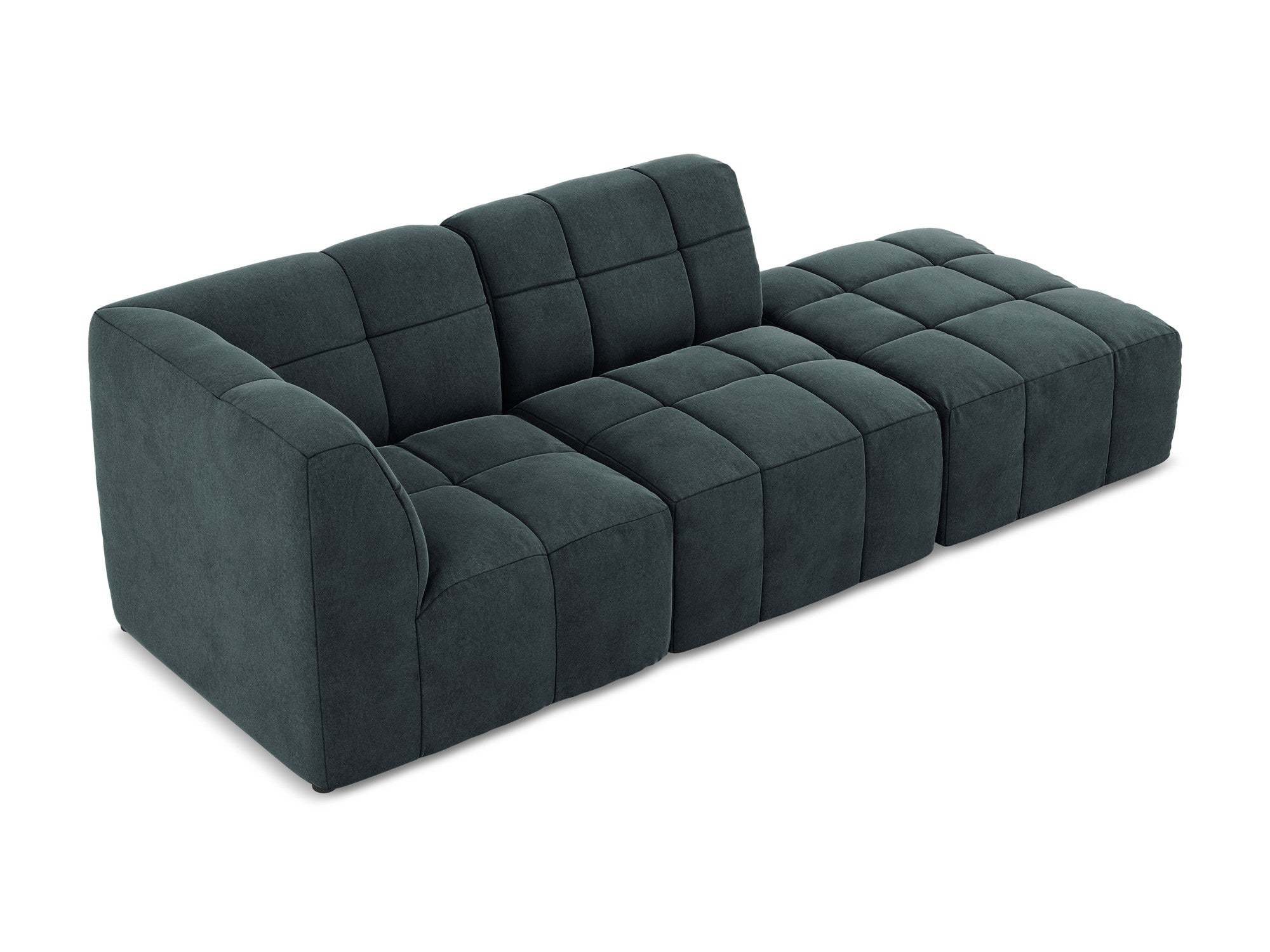 Left-facing open velvet modular sofa for 3 people ALOHA in teal