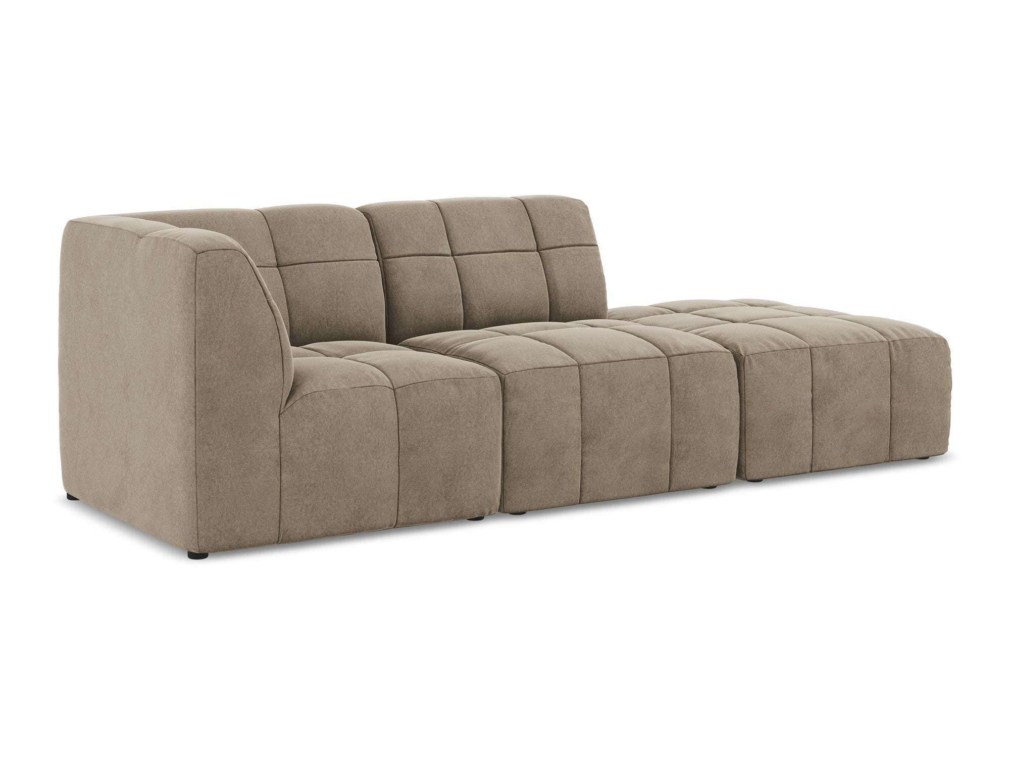 Beige Left-Open Velvet Modular Sofa for 3 People ALOHA
