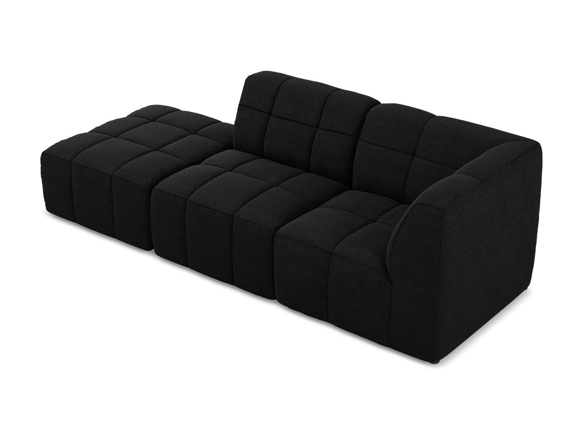 Right-facing open modular 3-seater sofa ALOHA black boucle