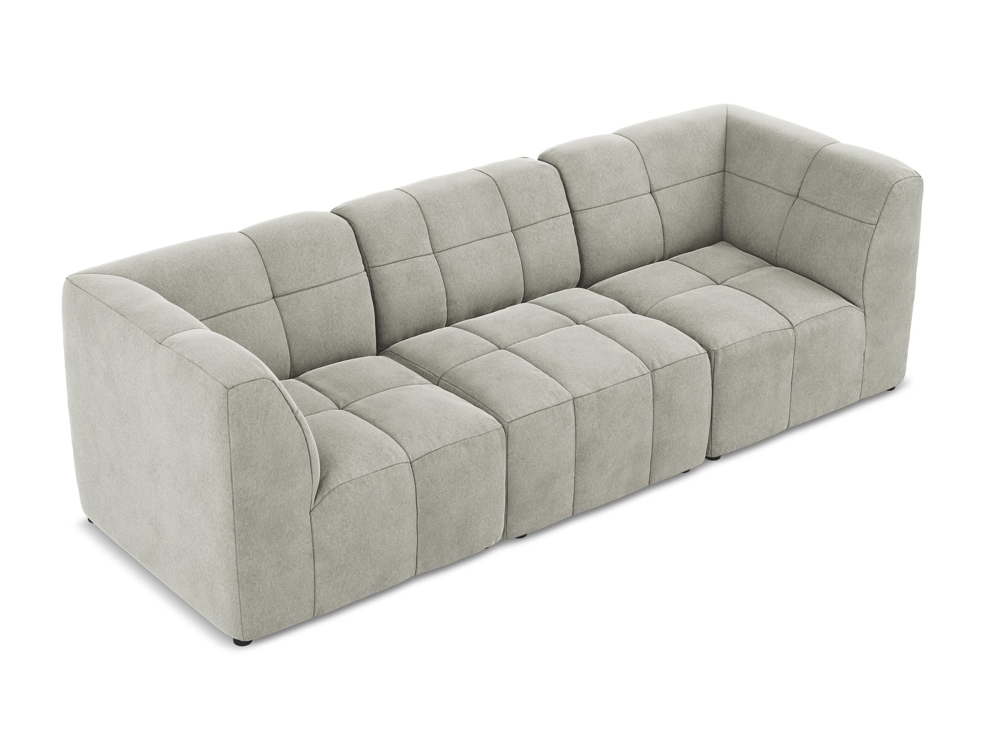 3-seater velvet modular sofa ALOHA light gray