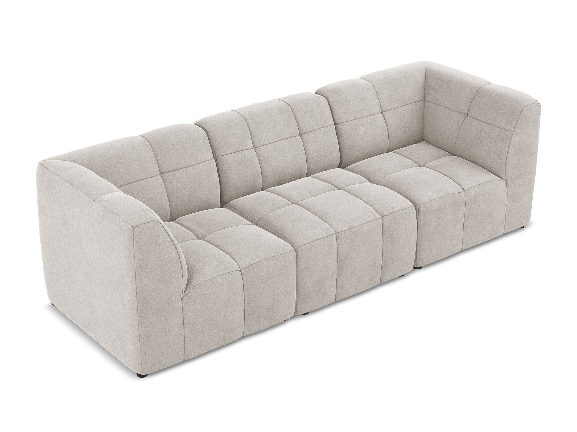 Modular Velvet Sofa for 3 People ALOHA Light Beige
