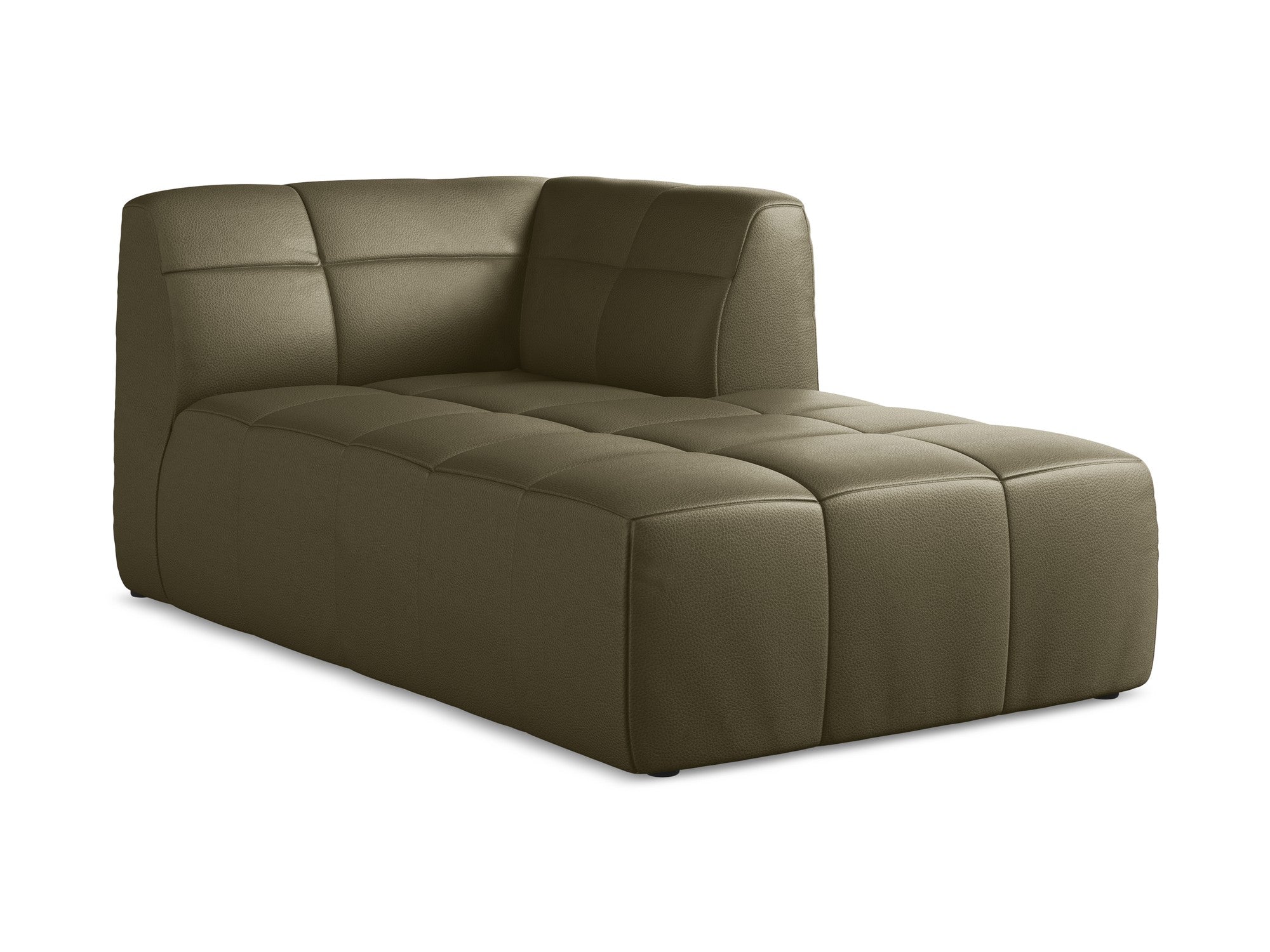 Right-facing ALOHA chaise lounge in olive green faux leather