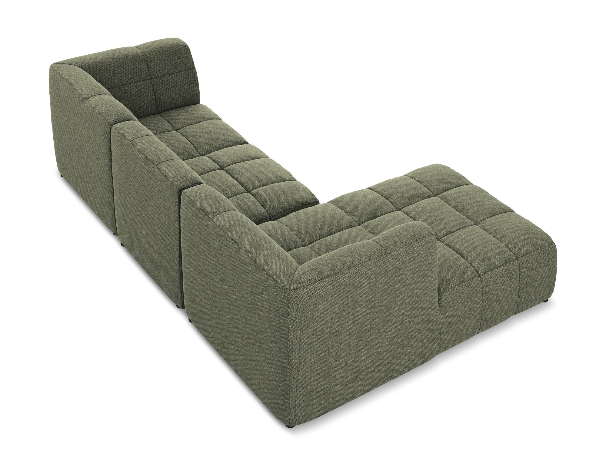 Modularer linksseitiger 3-Sitzer ALOHA in olivgrünem Boucle