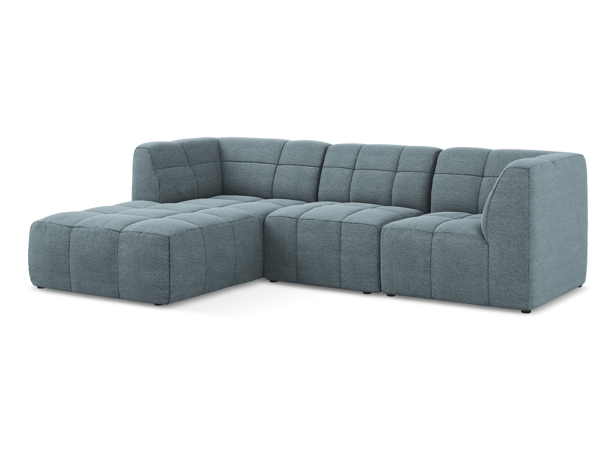 Modulaire linker 3-zits hoekbank ALOHA denimblauw bouclé