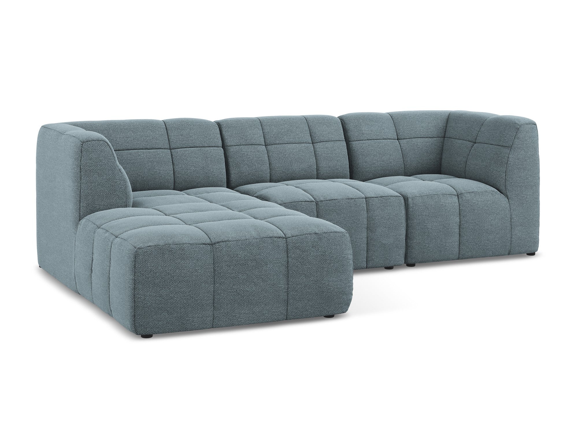 Modulaire linker 3-zits hoekbank ALOHA denimblauw bouclé