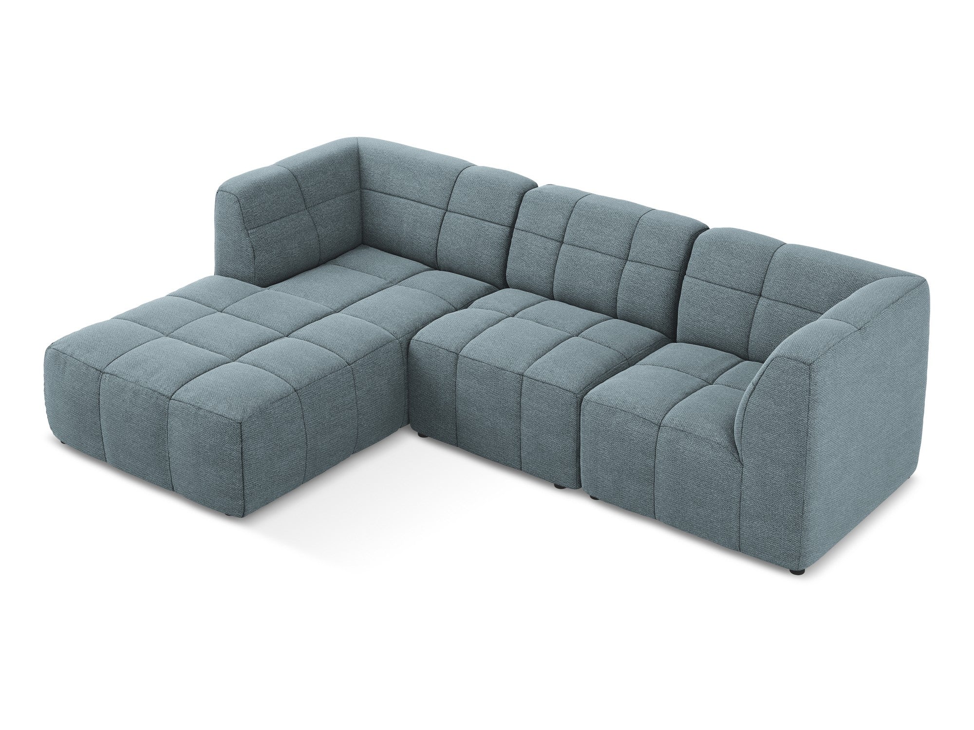Modulaire linker 3-zits hoekbank ALOHA denimblauw bouclé