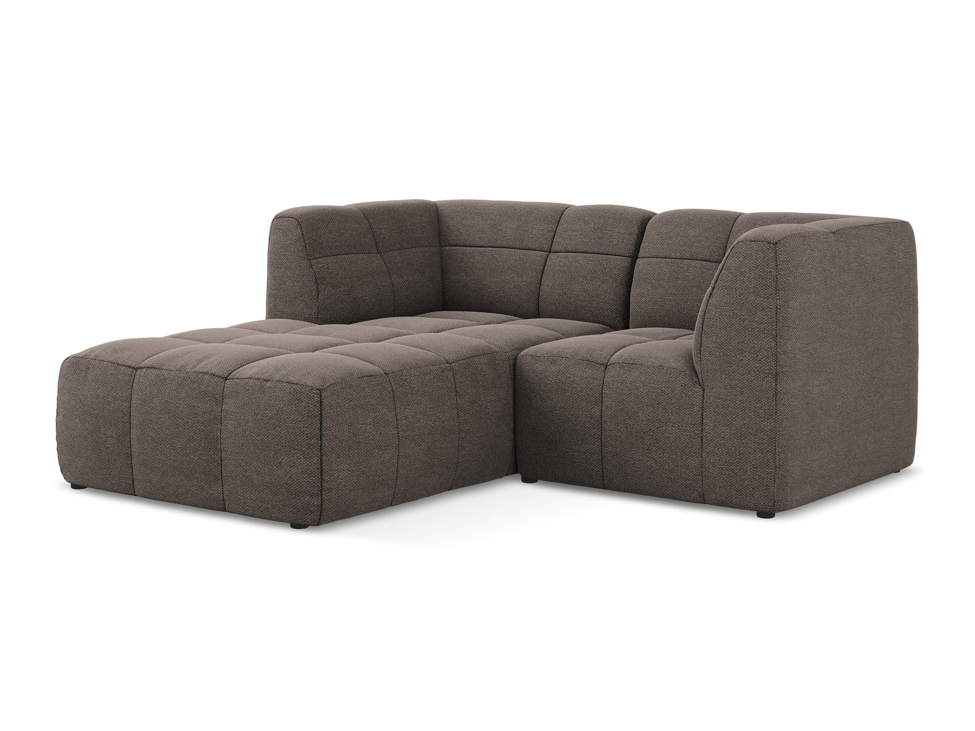 Left-facing modular 2-seater sofa ALOHA chocolate boucle