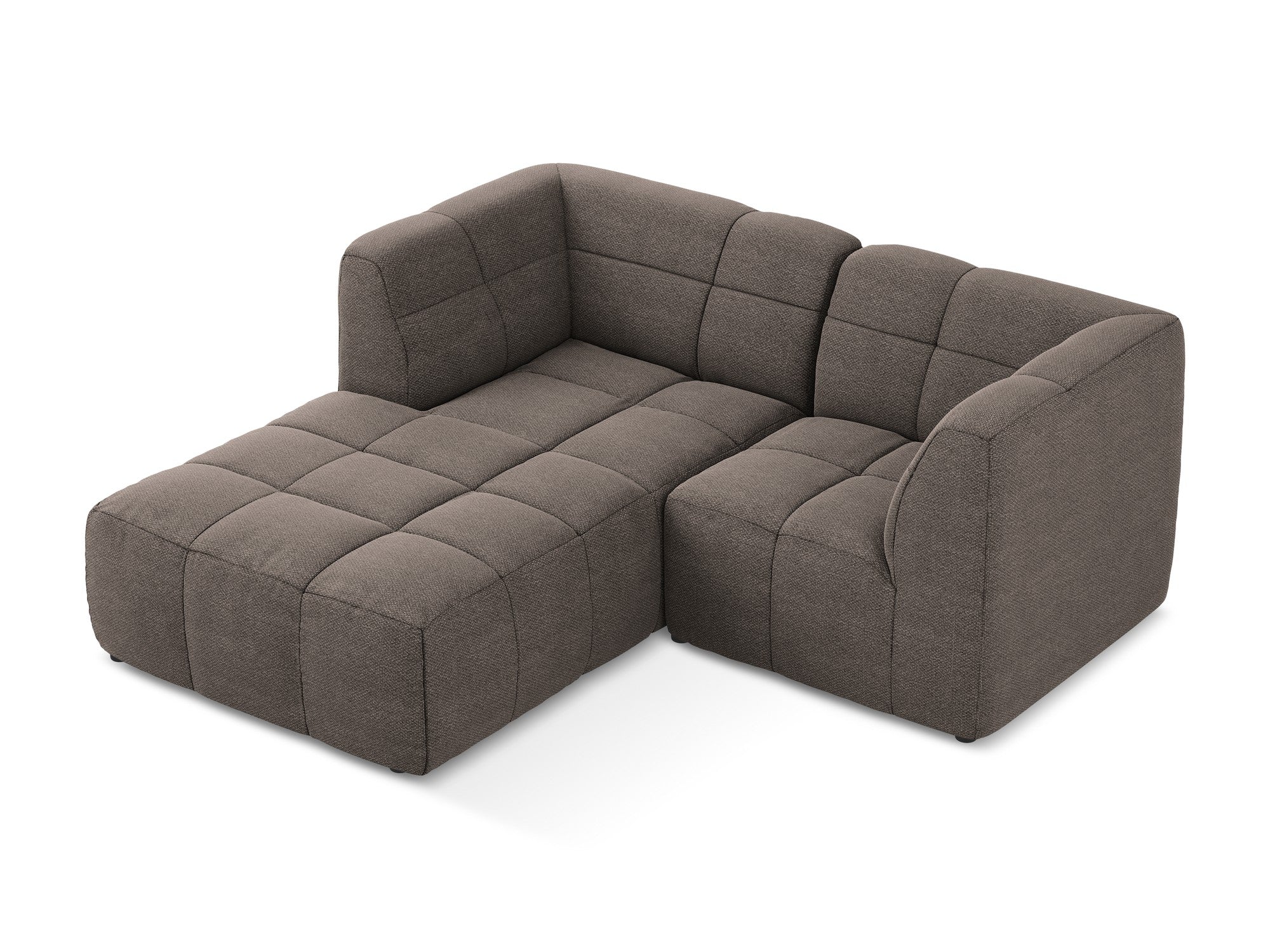 Left-facing modular 2-seater sofa ALOHA chocolate boucle