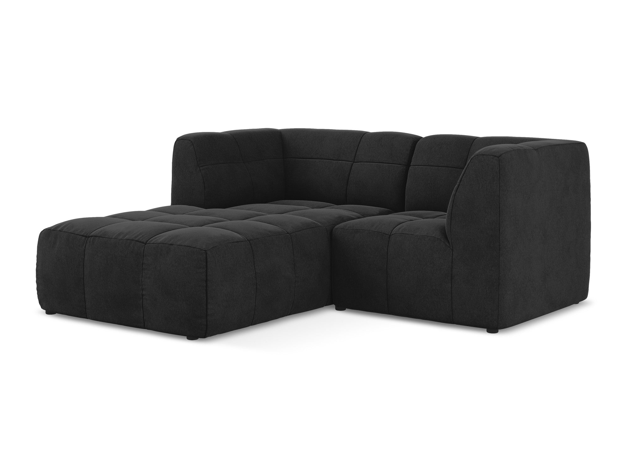 Modulaire fluwelen hoekbank links 2-zits ALOHA zwart