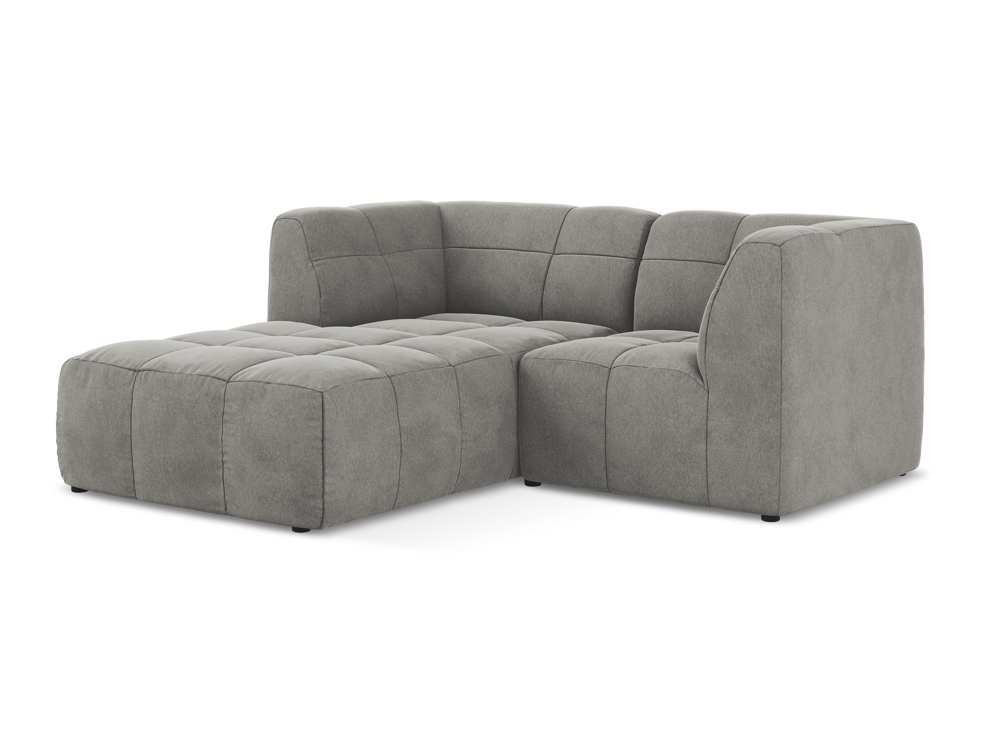 Modulaire fluwelen hoekbank links 2-zits ALOHA grijs