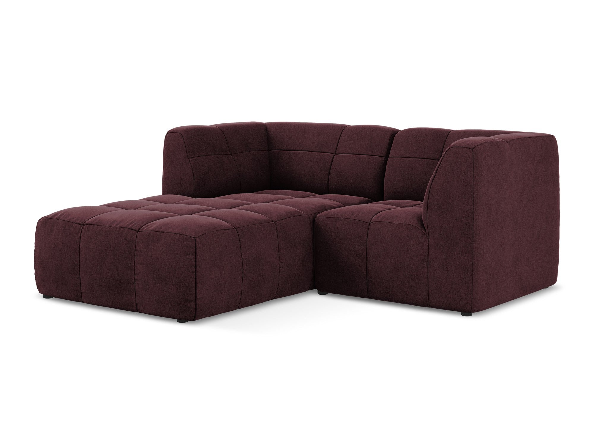 Modularer Samt-Ecksofa linksseitig für 2 Personen ALOHA burgunderrot