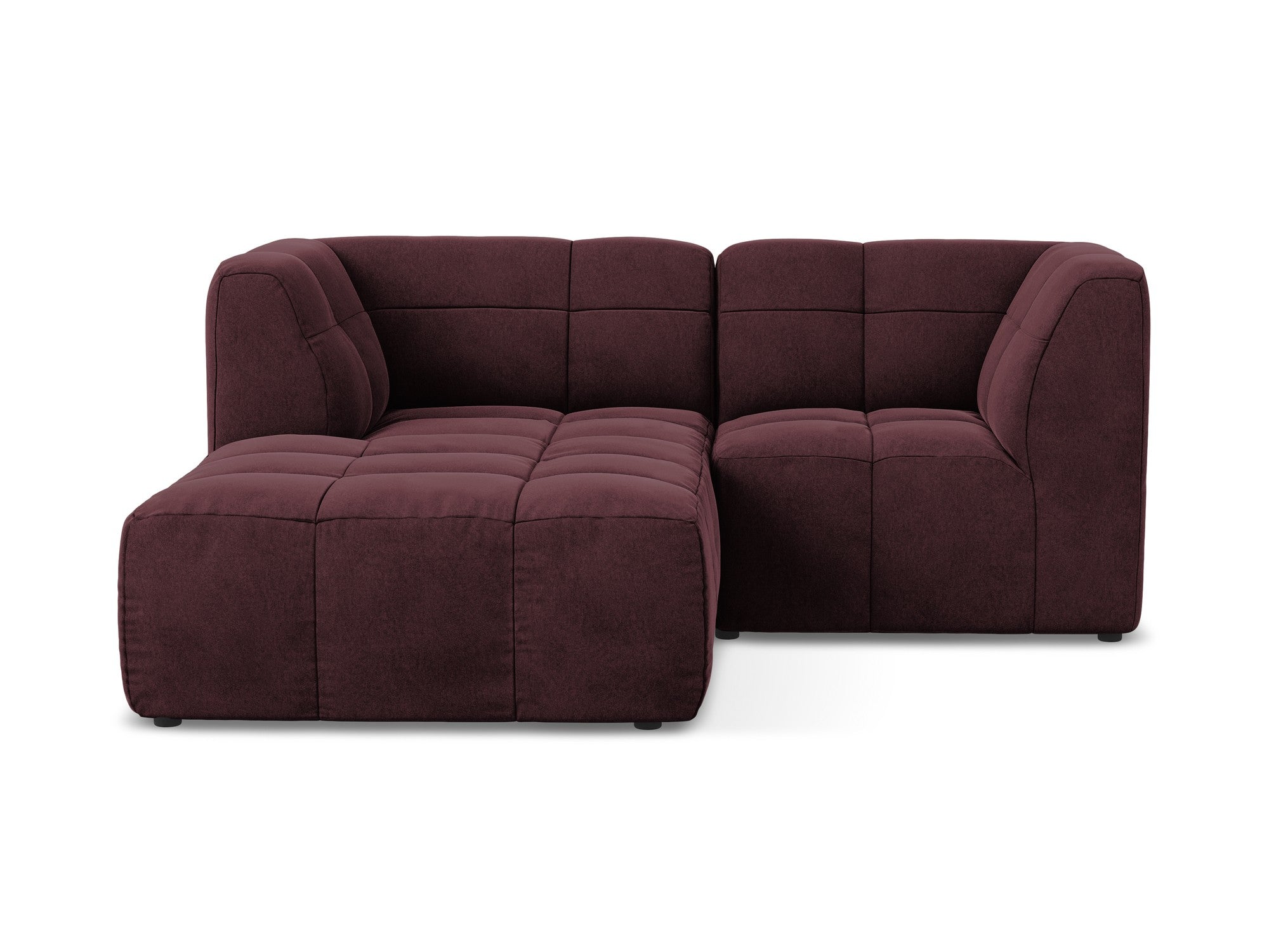 Modularer Samt-Ecksofa linksseitig für 2 Personen ALOHA burgunderrot