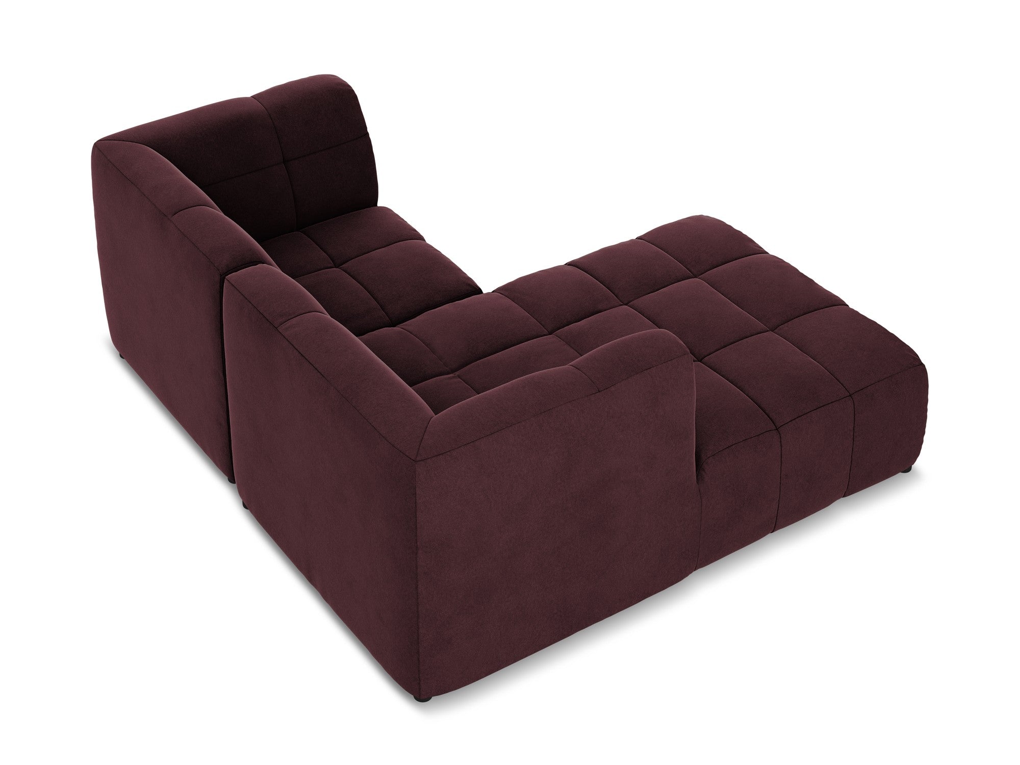 Modularer Samt-Ecksofa linksseitig für 2 Personen ALOHA burgunderrot