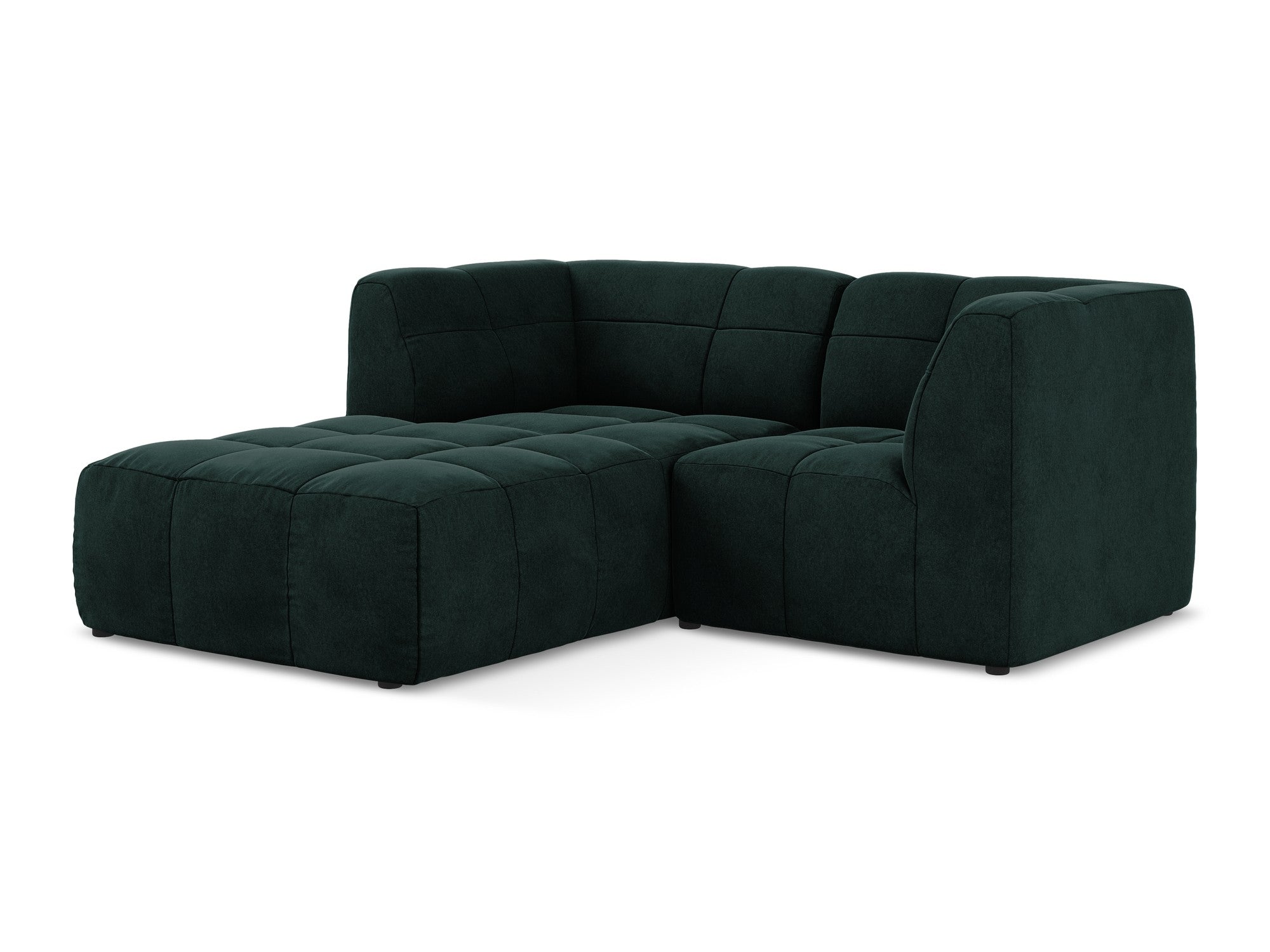 Left-facing velvet modular sofa for 2 people ALOHA in gray-green