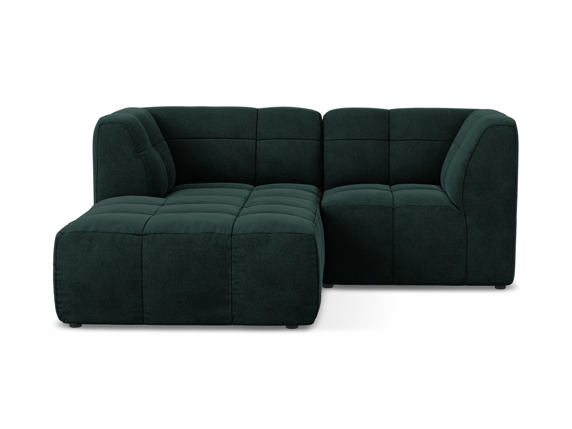 Left-facing velvet modular sofa for 2 people ALOHA in gray-green