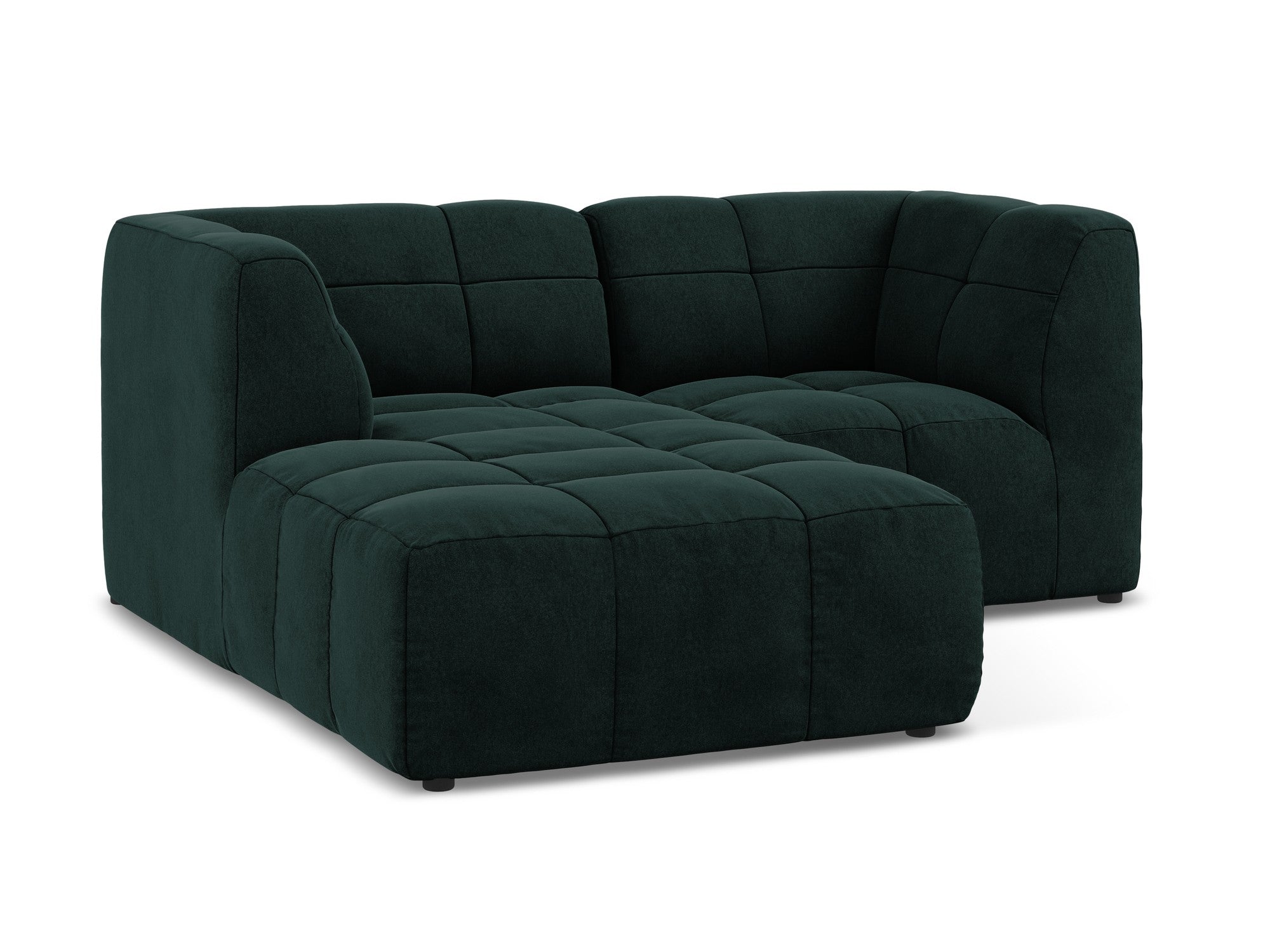 Left-facing velvet modular sofa for 2 people ALOHA in gray-green