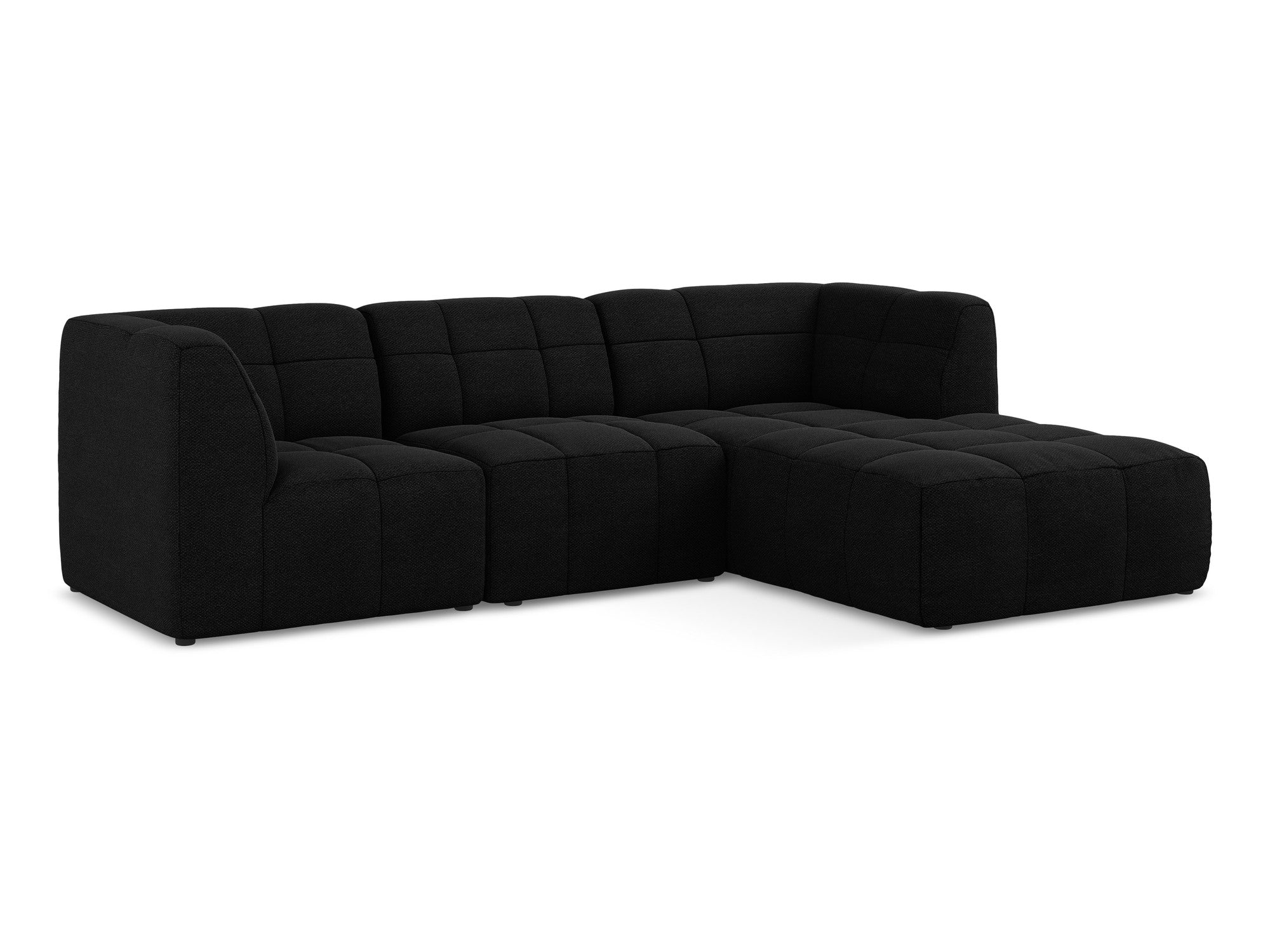 Modulaire rechterhoekbank 3-zits ALOHA zwart boucle