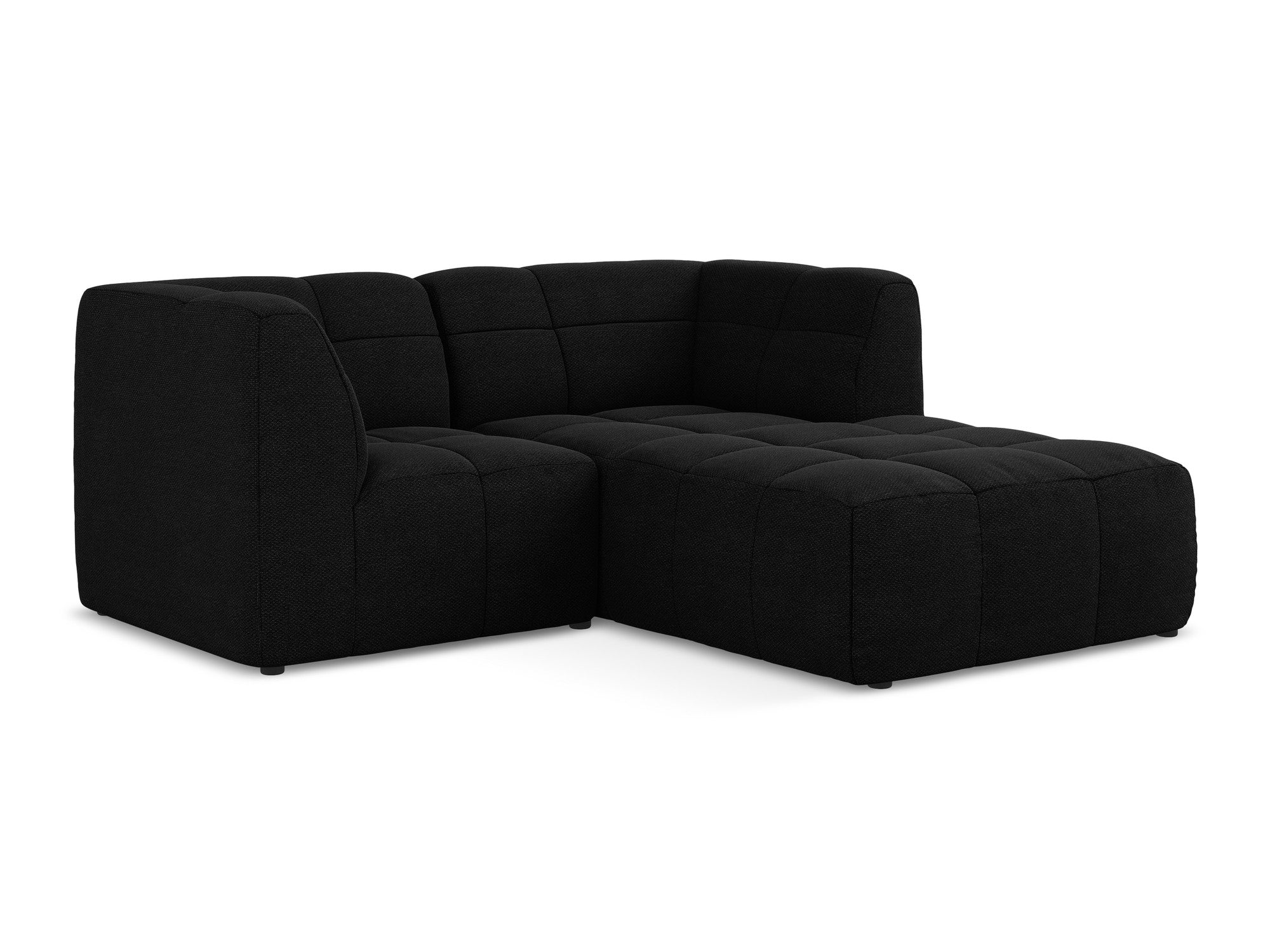 Right-facing modular 2-seater sofa ALOHA black boucle
