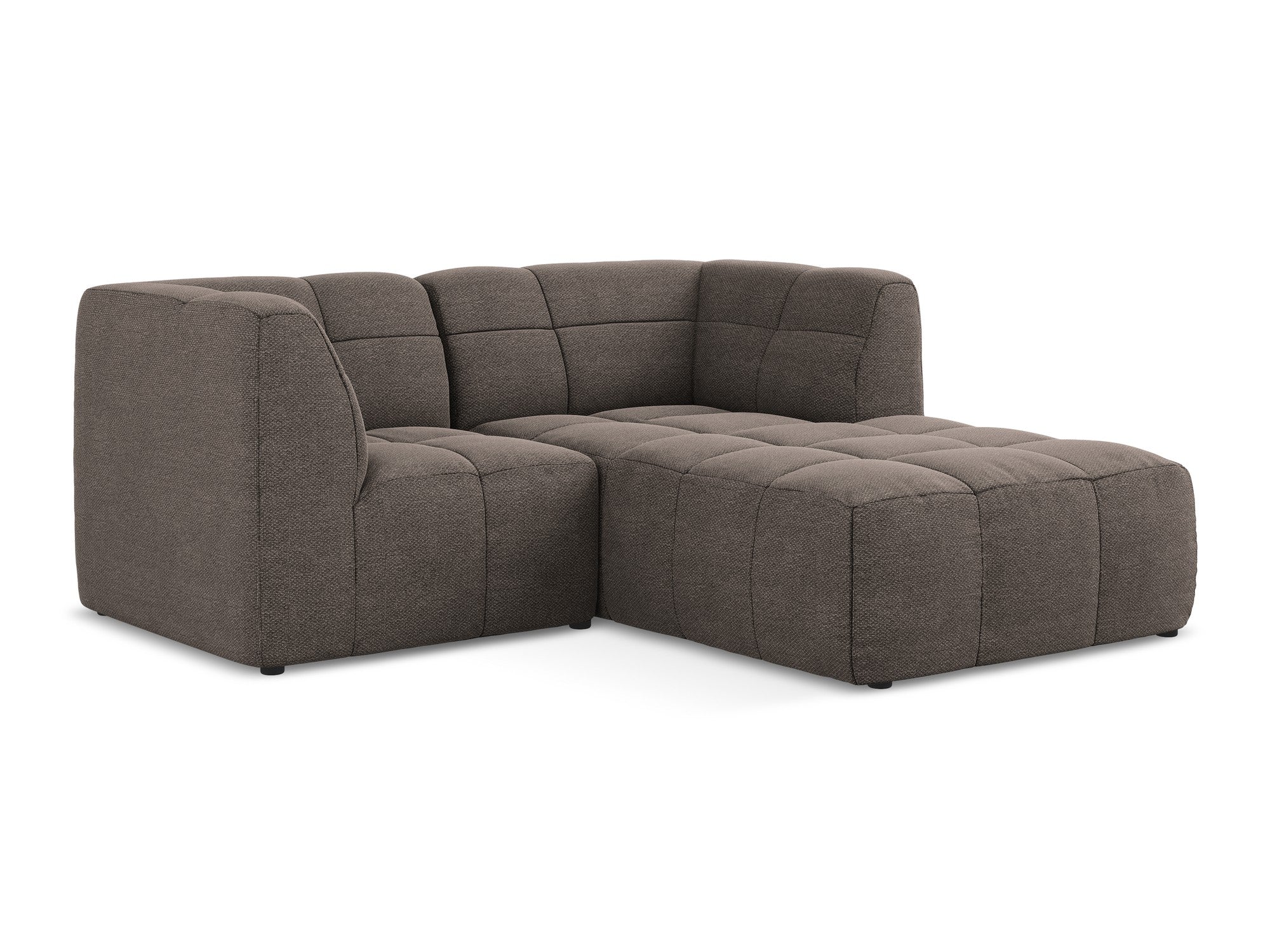 Modularer Ecksofa rechtsseitig 2-sitzig ALOHA schokoladenfarbener Boucle