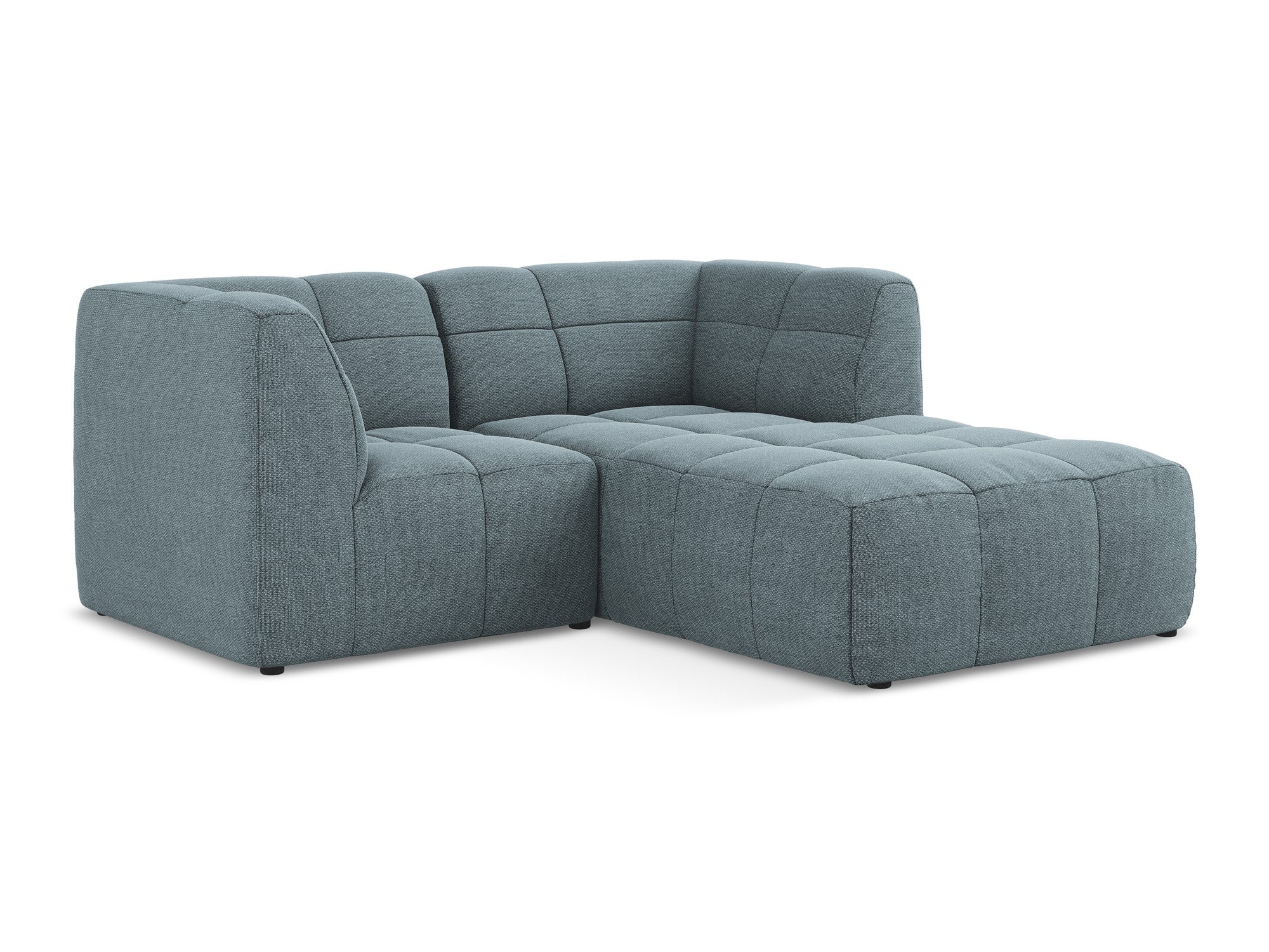 Modularer Ecksofa rechtsseitig 2-sitzig ALOHA jeansblau Boucle