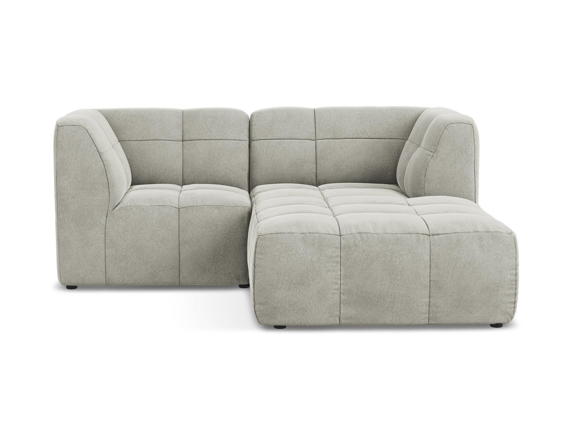 Right-facing velvet modular sofa for 2 people ALOHA light gray