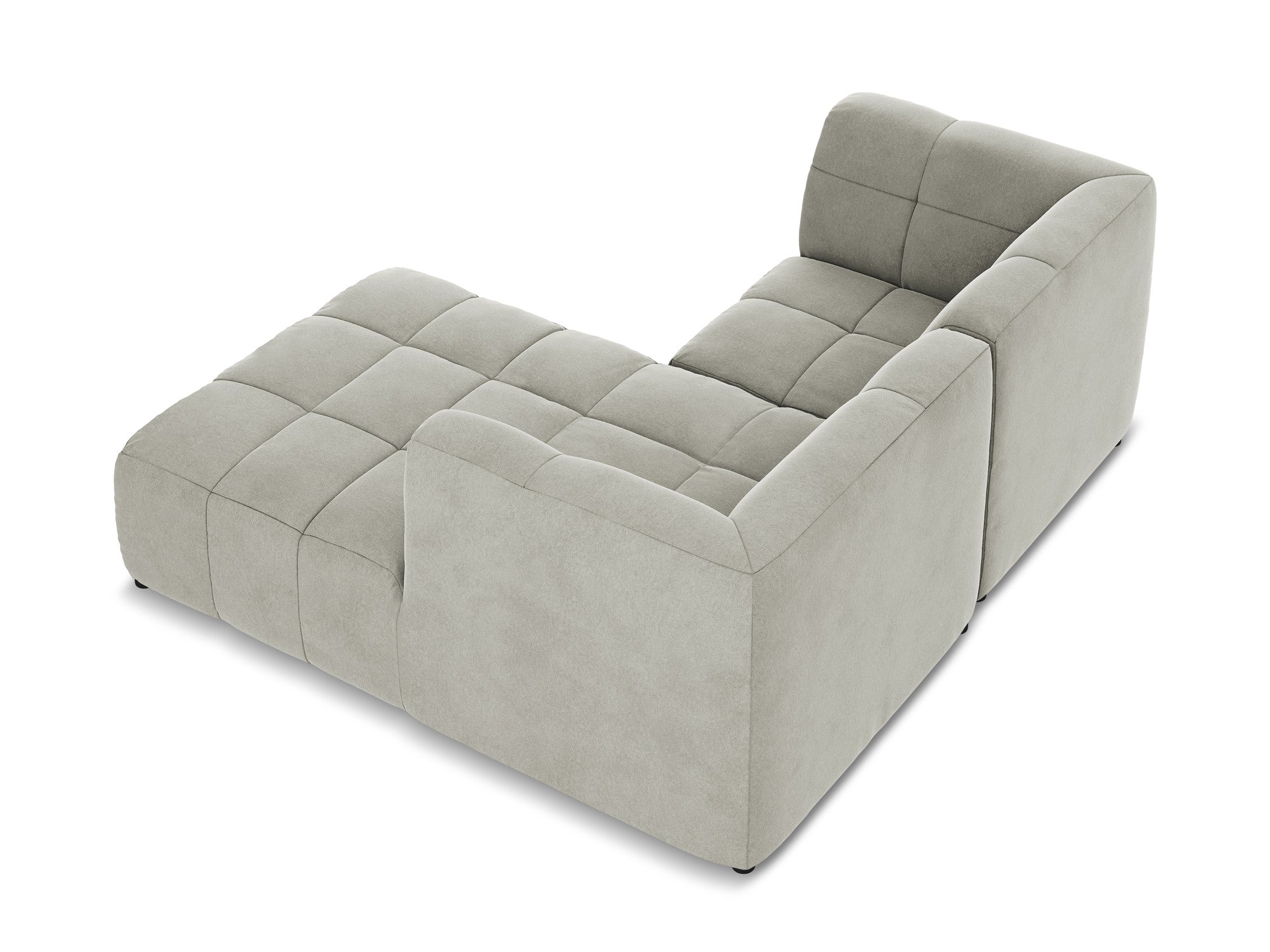 Right-facing velvet modular sofa for 2 people ALOHA light gray