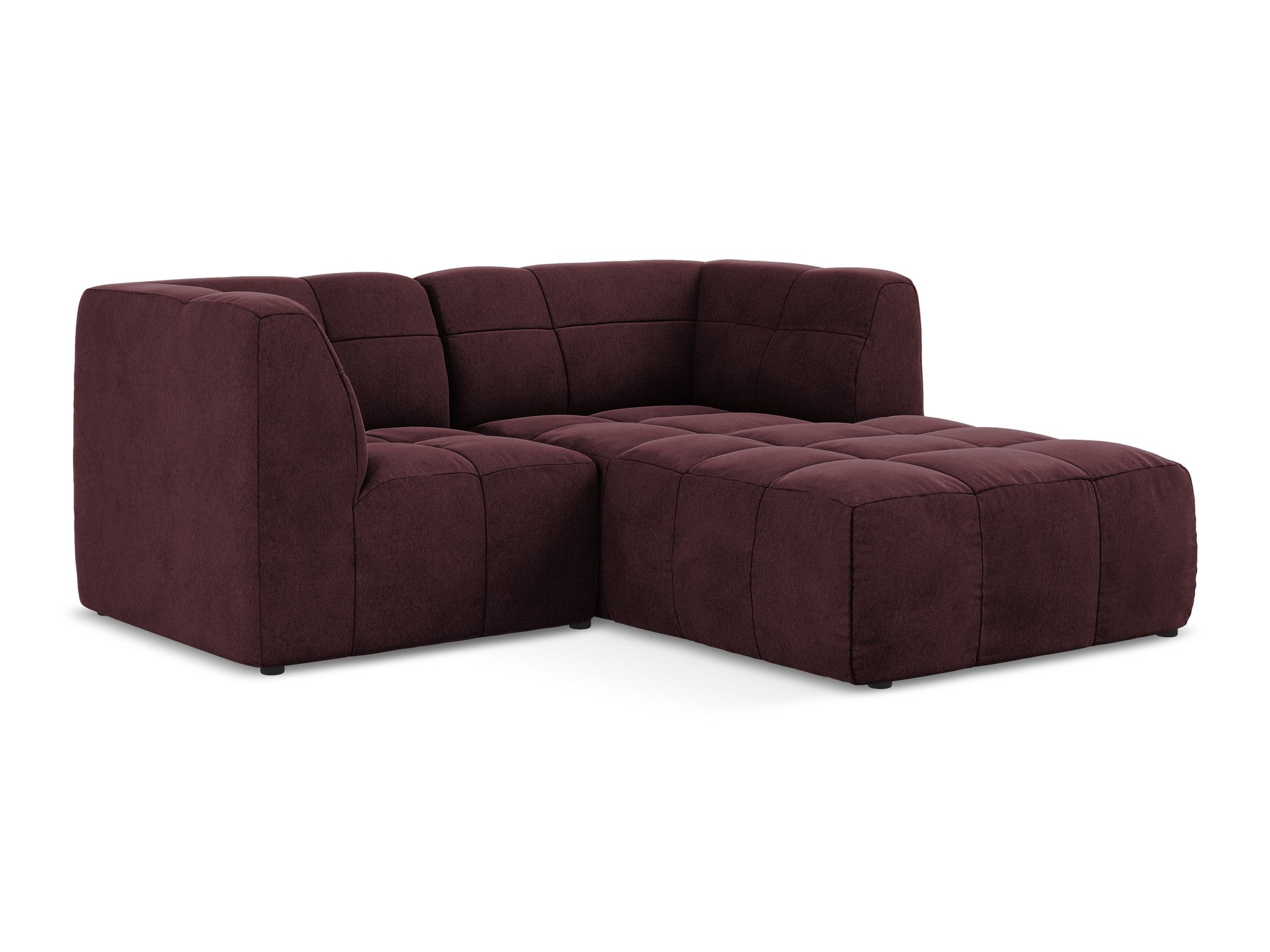 Modularer Samt-Ecksofa rechtsseitig für 2 Personen ALOHA burgunderrot