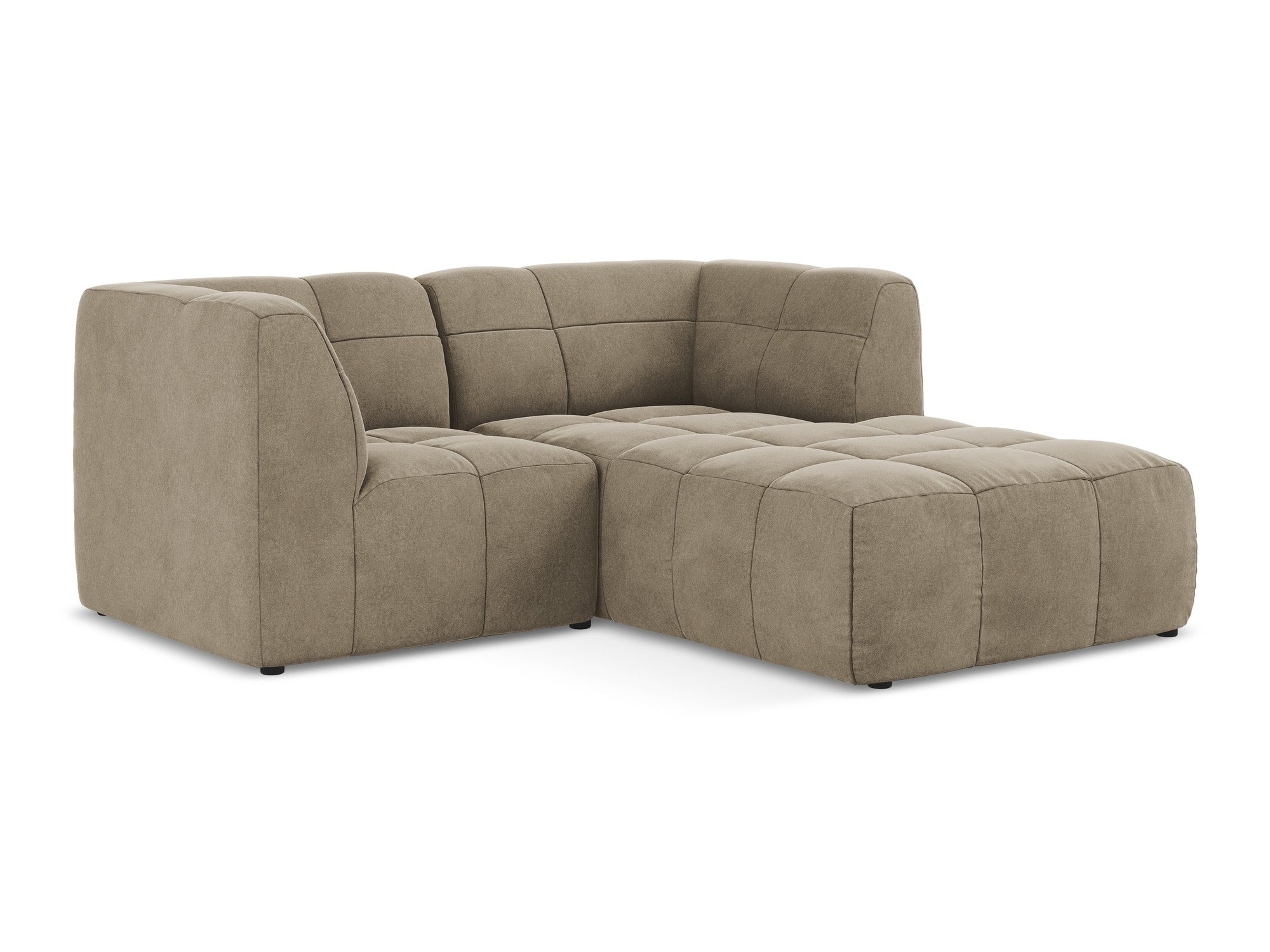 Beige 2-zits rechtse modulaire fluwelen hoekbank ALOHA