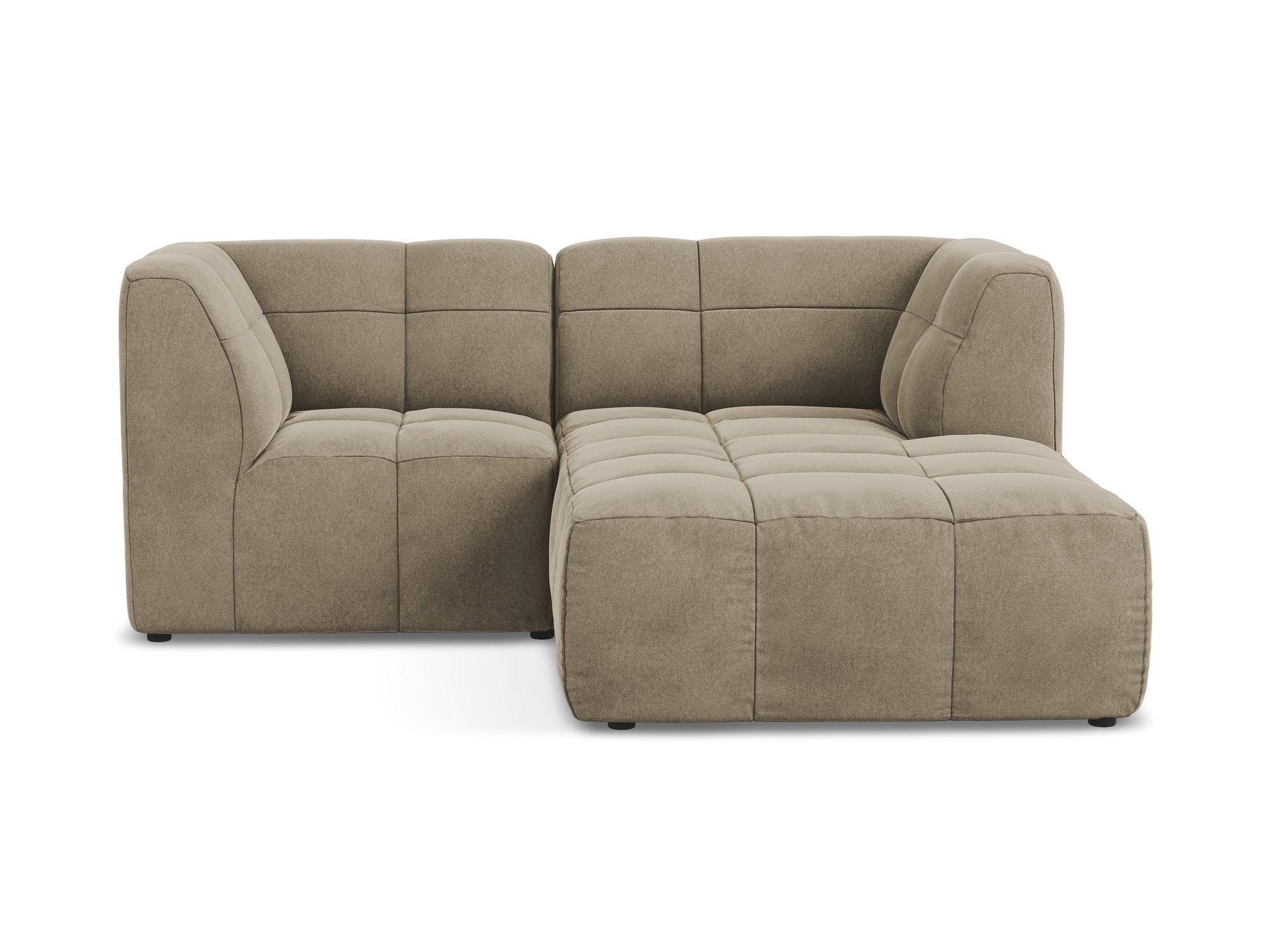Beige 2-zits rechtse modulaire fluwelen hoekbank ALOHA