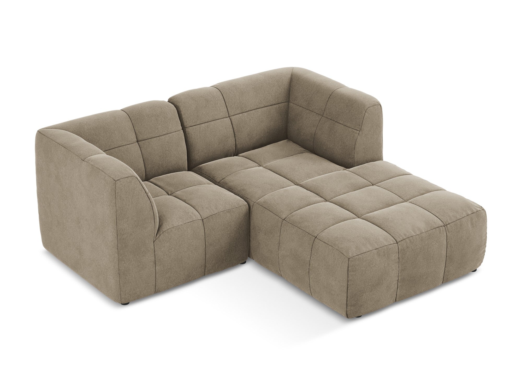 Beige 2-zits rechtse modulaire fluwelen hoekbank ALOHA