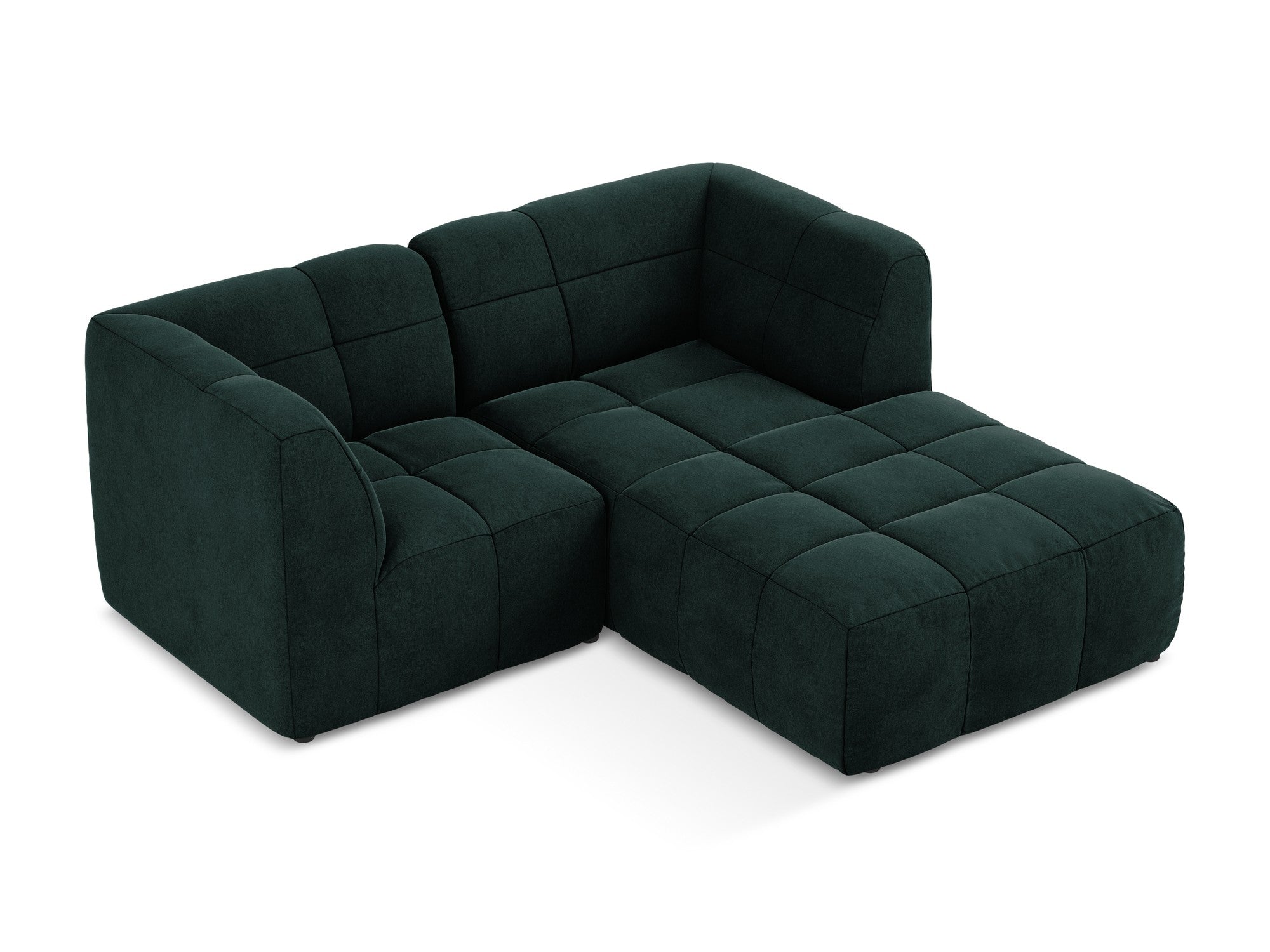 Modularer Samt-Ecksofa rechtsseitig für 2 Personen ALOHA graugrün