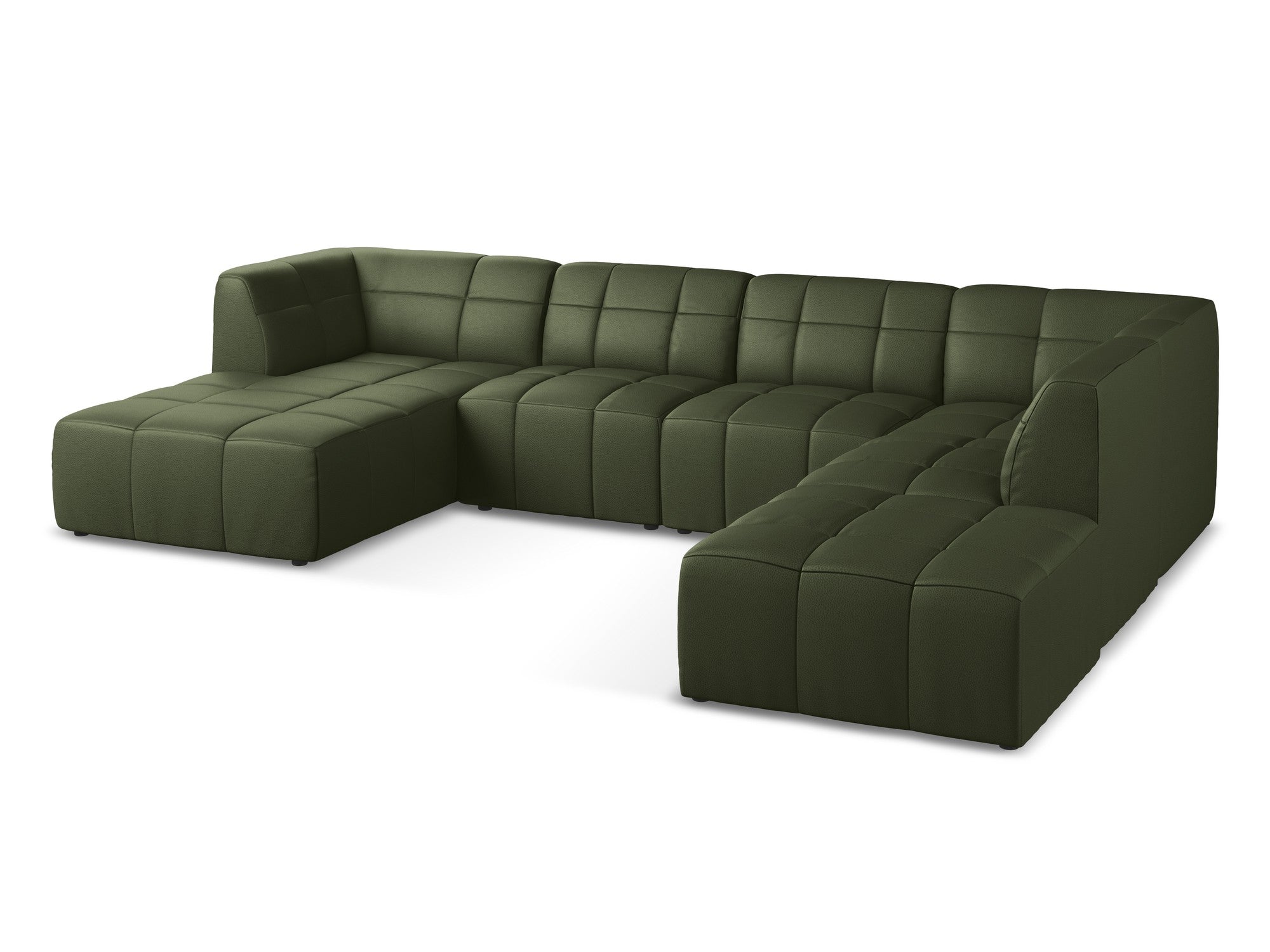 Modular Panoramic Corner Sofa ALOHA Dark Green Eco-Leather