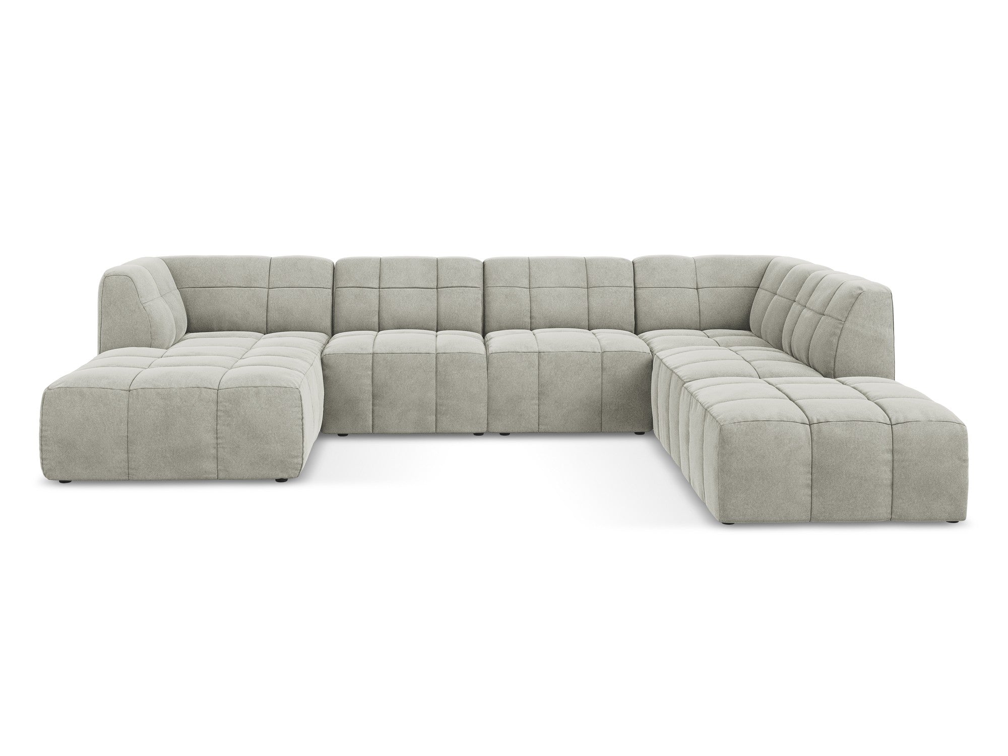 Modular Panoramic Velvet Corner Sofa ALOHA Light Gray