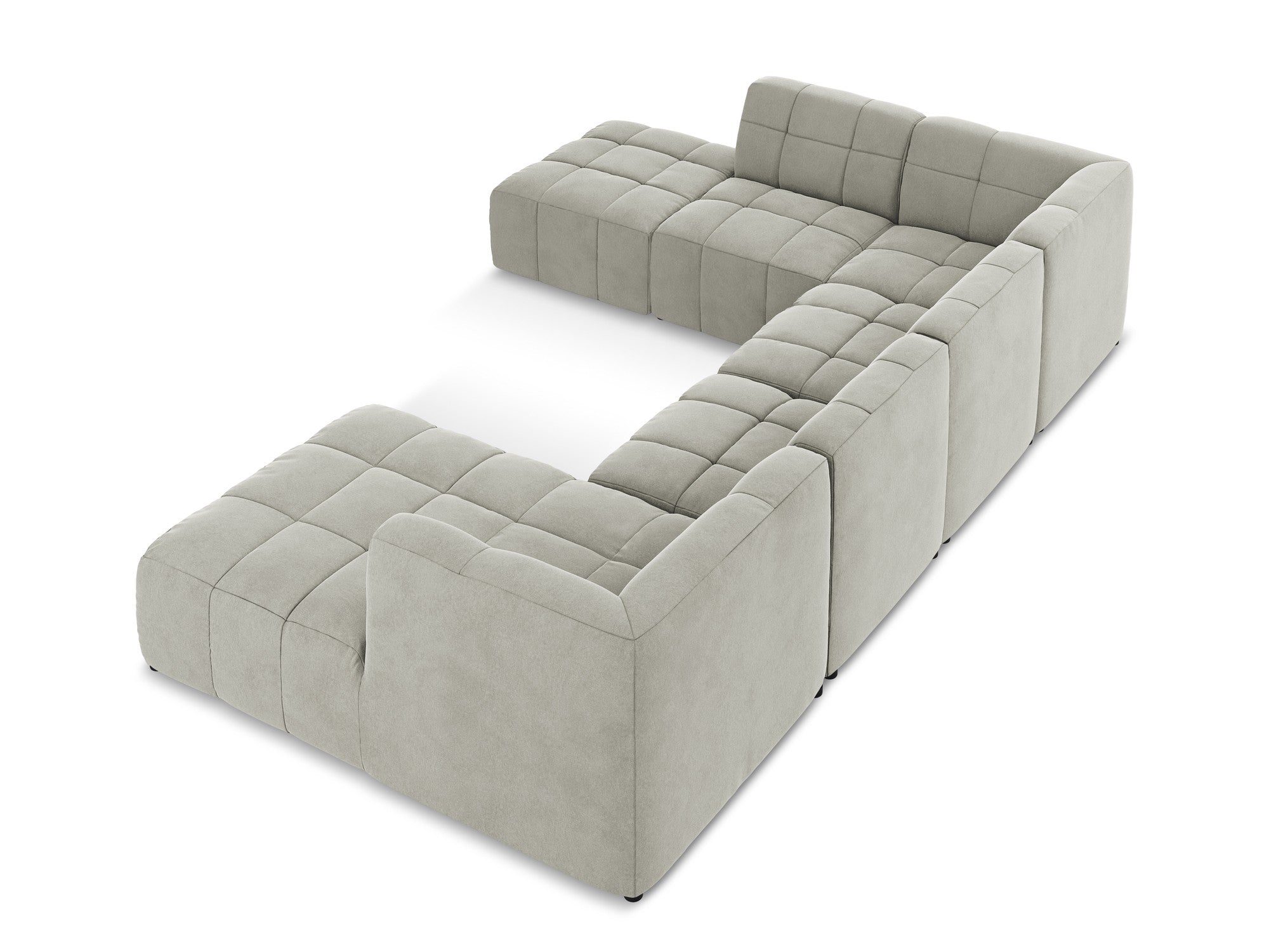 Modular Panoramic Velvet Corner Sofa ALOHA Light Gray