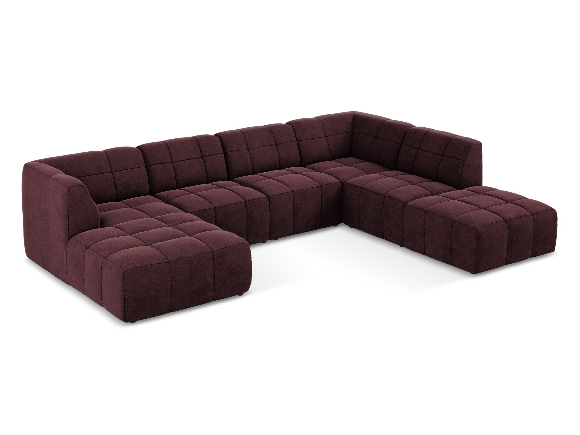 Burgundy Modular Panoramic Velvet Corner Sofa ALOHA