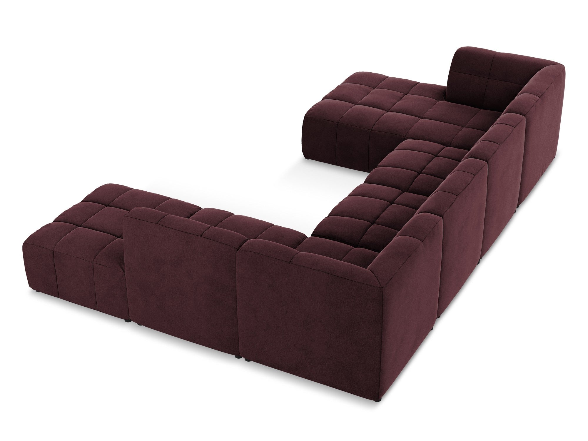 Burgundy Modular Panoramic Velvet Corner Sofa ALOHA
