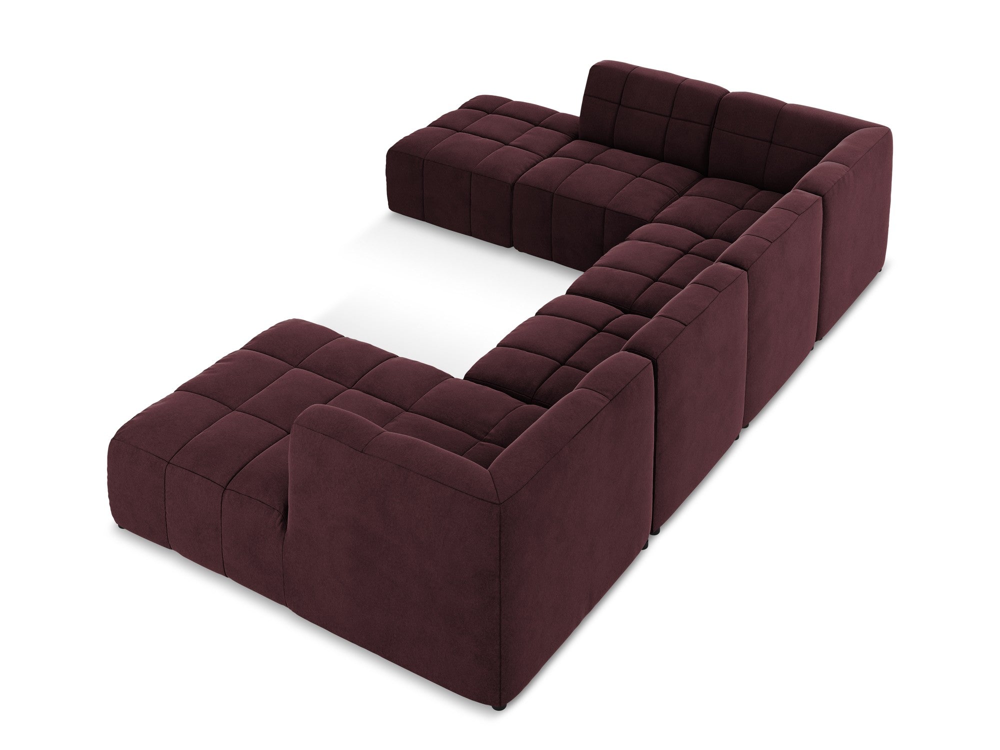 Burgundy Modular Panoramic Velvet Corner Sofa ALOHA