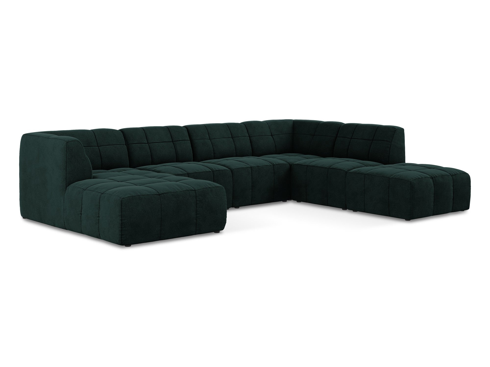 Modular Panoramic Velvet Corner Sofa ALOHA Gray-Green
